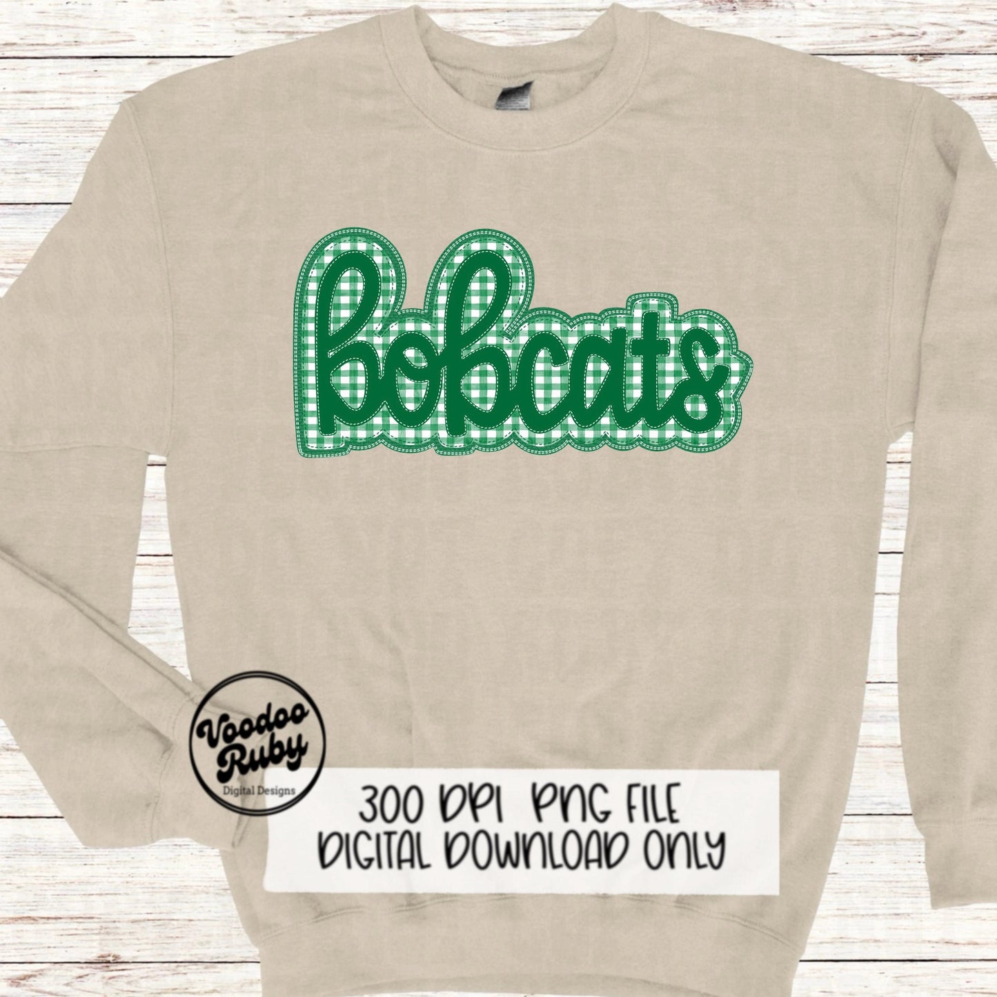 Bobcats PNG Design Embroidery Faux Applique Hand Drawn Digital Download Sublimation Bobcats PNG Football png Green Bobcats DTF Printable