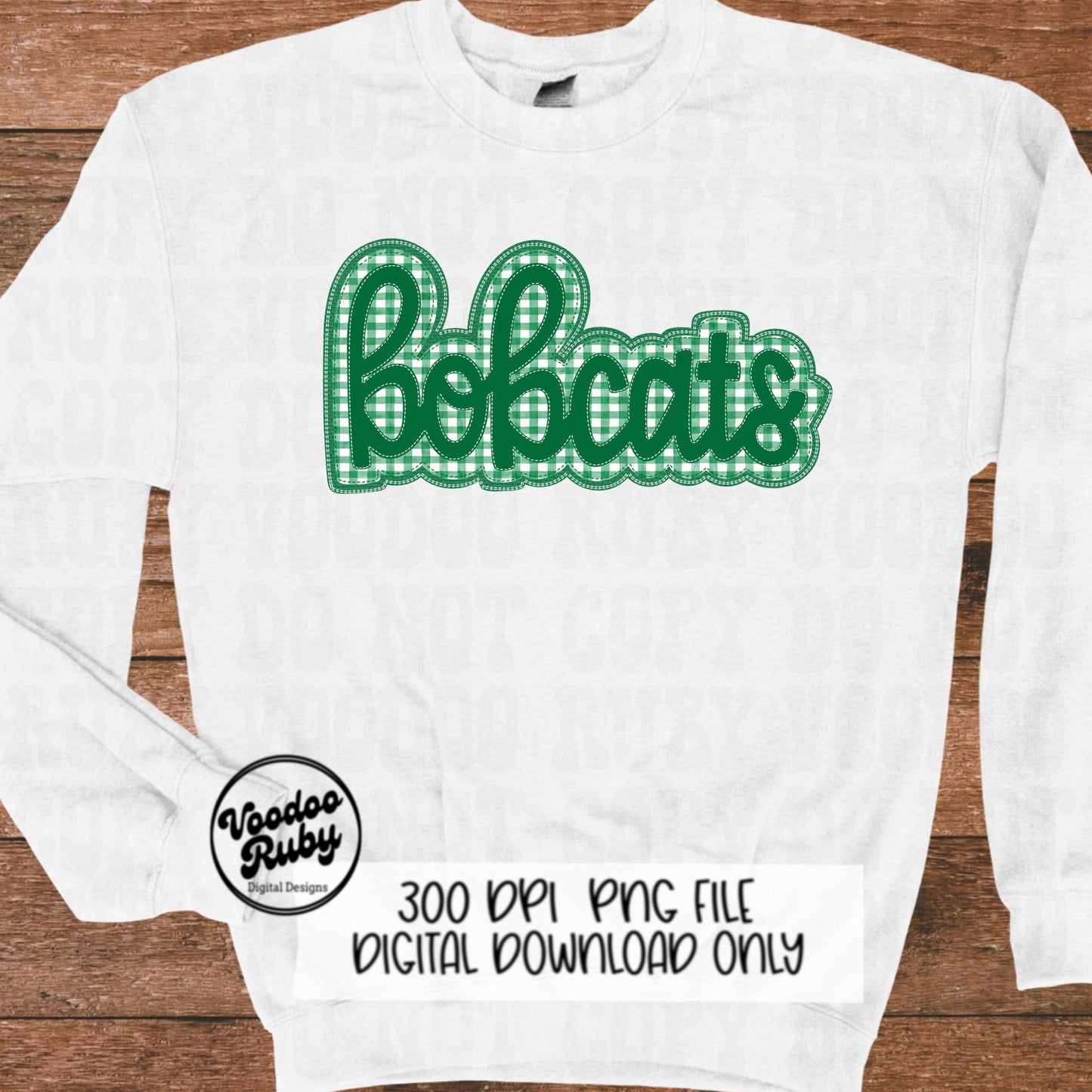 Bobcats PNG Design Embroidery Faux Applique Hand Drawn Digital Download Sublimation Bobcats PNG Football png Green Bobcats DTF Printable