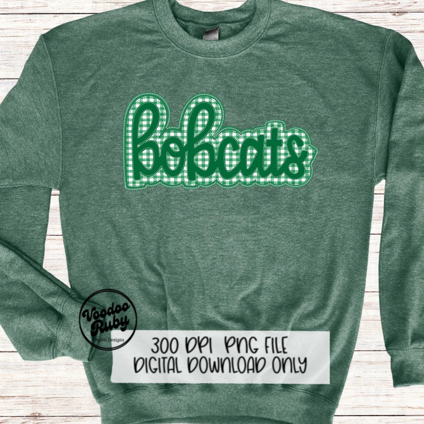 Bobcats PNG Design Embroidery Faux Applique Hand Drawn Digital Download Sublimation Bobcats PNG Football png Green Bobcats DTF Printable