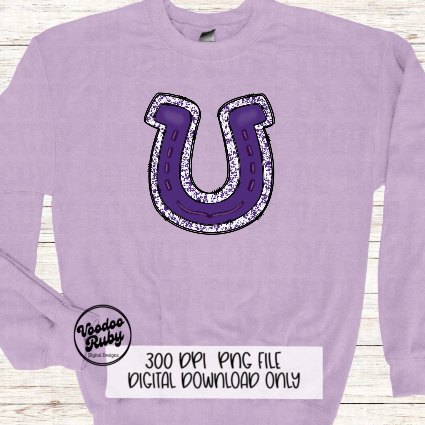 Purple Horseshoe PNG Sublimation Design Hand Drawn Digital Download Mascot PNG Purple png Horseshoe Football DTF Printable Mascot Blanks