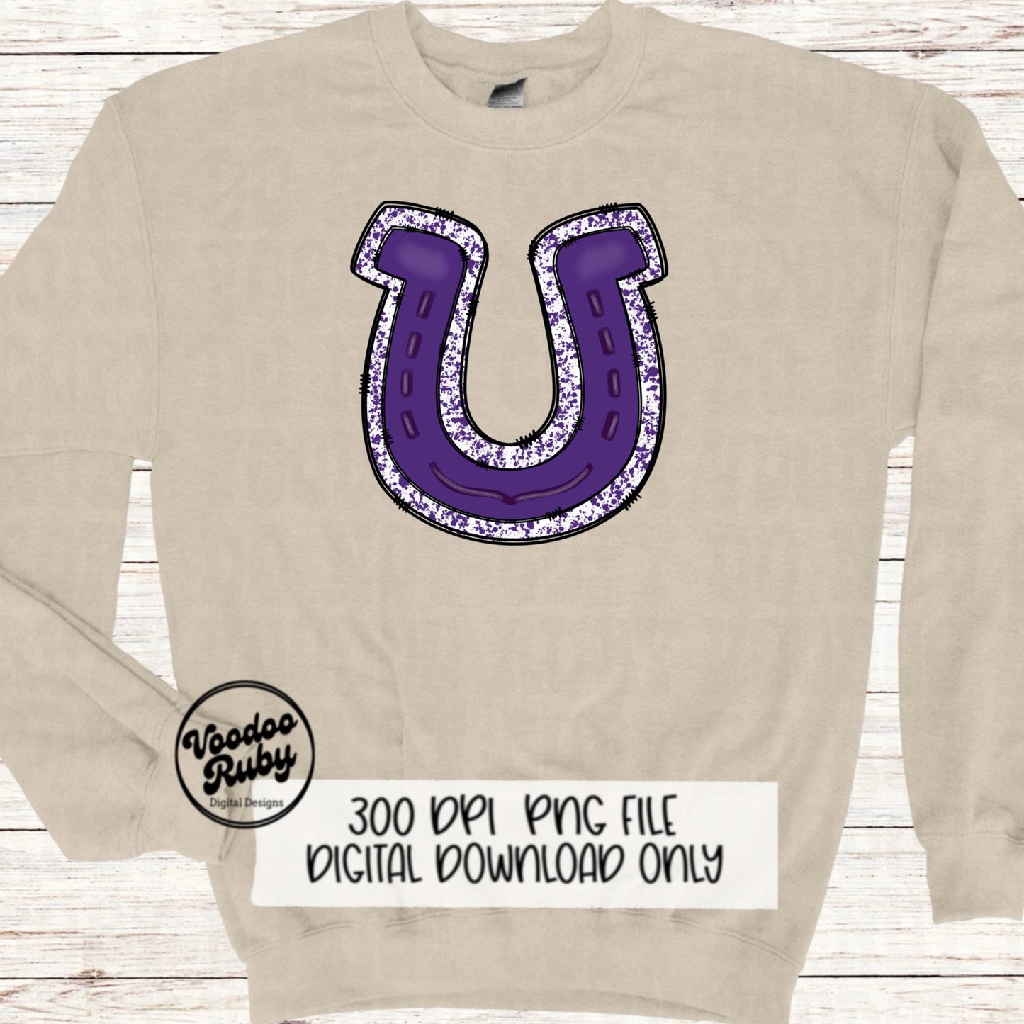 Purple Horseshoe PNG Sublimation Design Hand Drawn Digital Download Mascot PNG Purple png Horseshoe Football DTF Printable Mascot Blanks