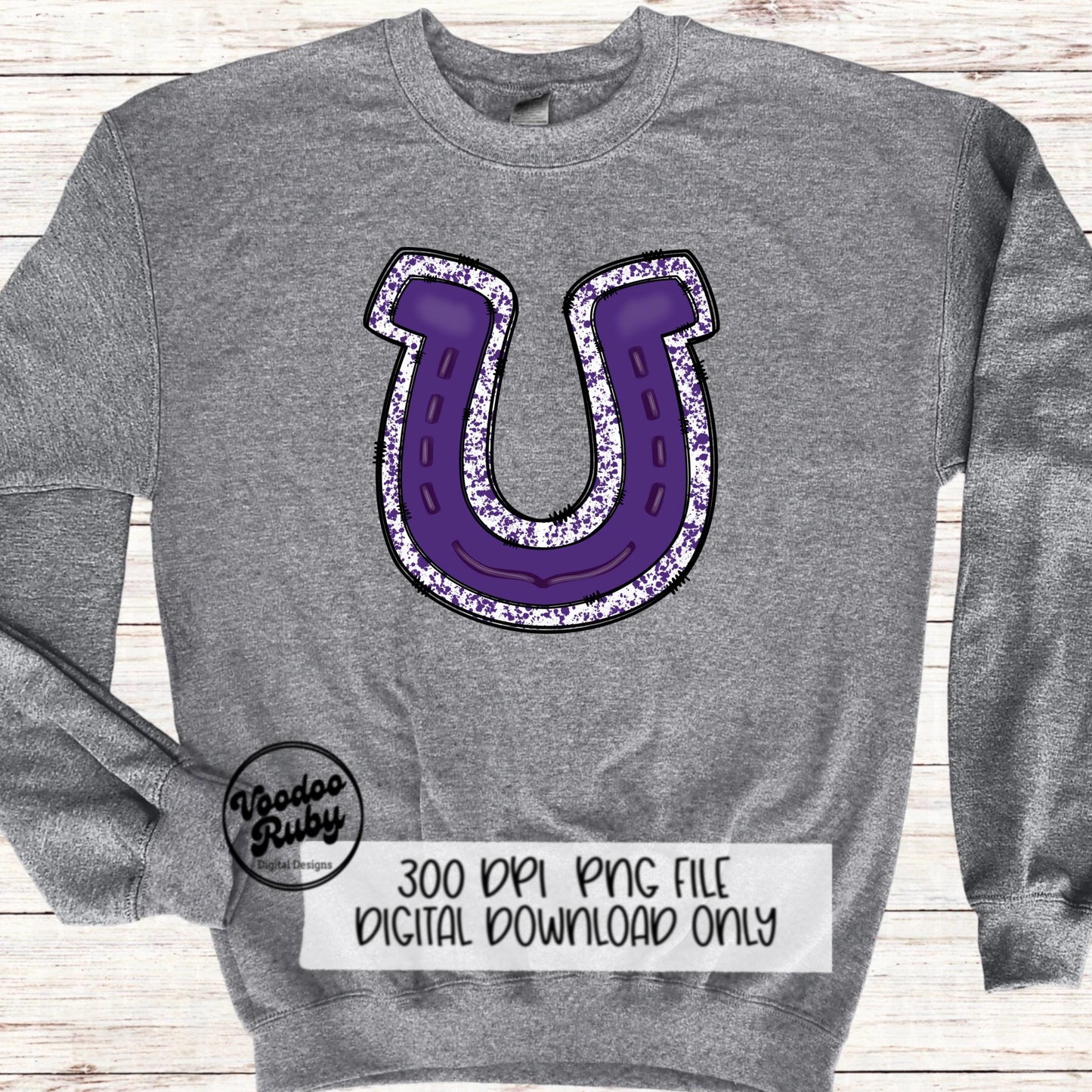 Purple Horseshoe PNG Sublimation Design Hand Drawn Digital Download Mascot PNG Purple png Horseshoe Football DTF Printable Mascot Blanks