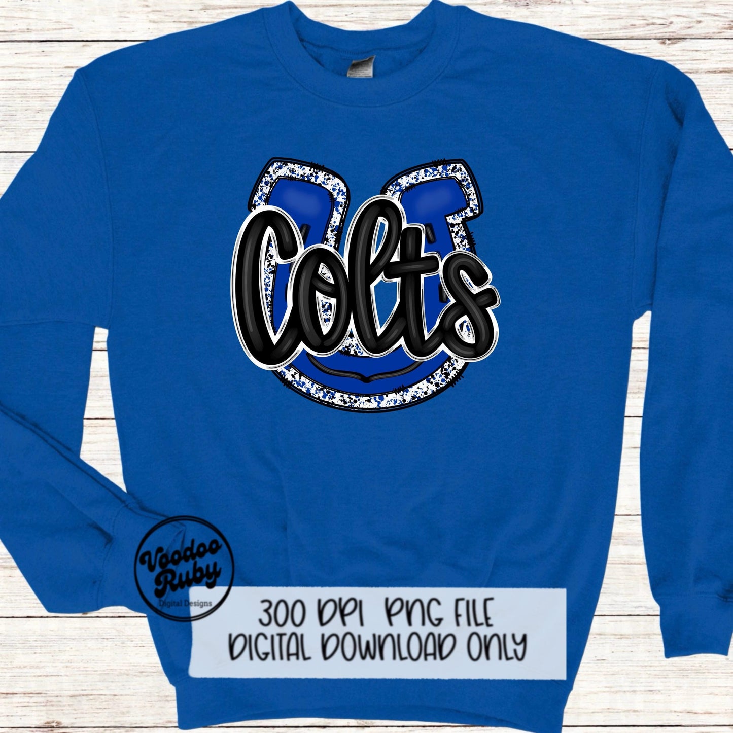 Colts PNG Design Sublimation Hand Drawn Digital Download Blue Colts Football Mascot DTF Printable