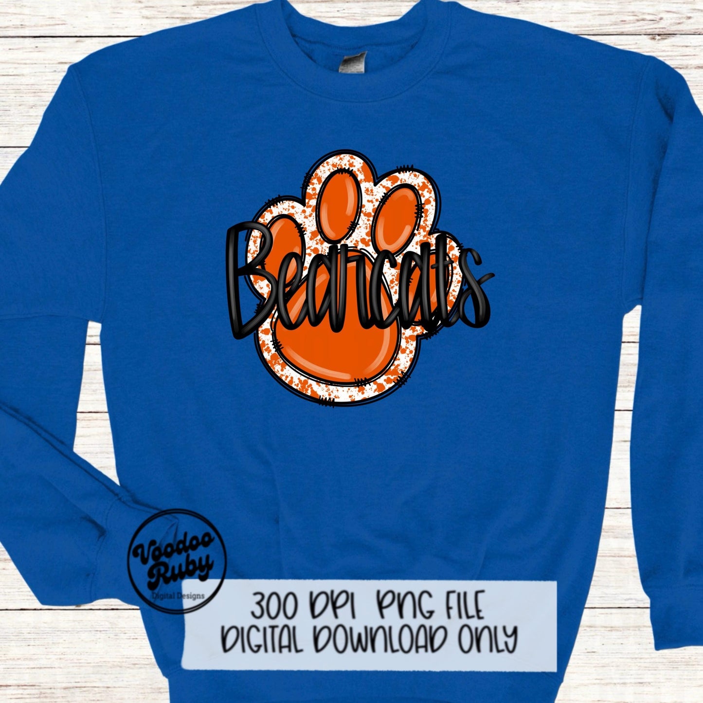 Bearcats PNG Design Hand Drawn Digital Download Sublimation Football PNG Orange Paw Print Bearcats Football DTF Printable