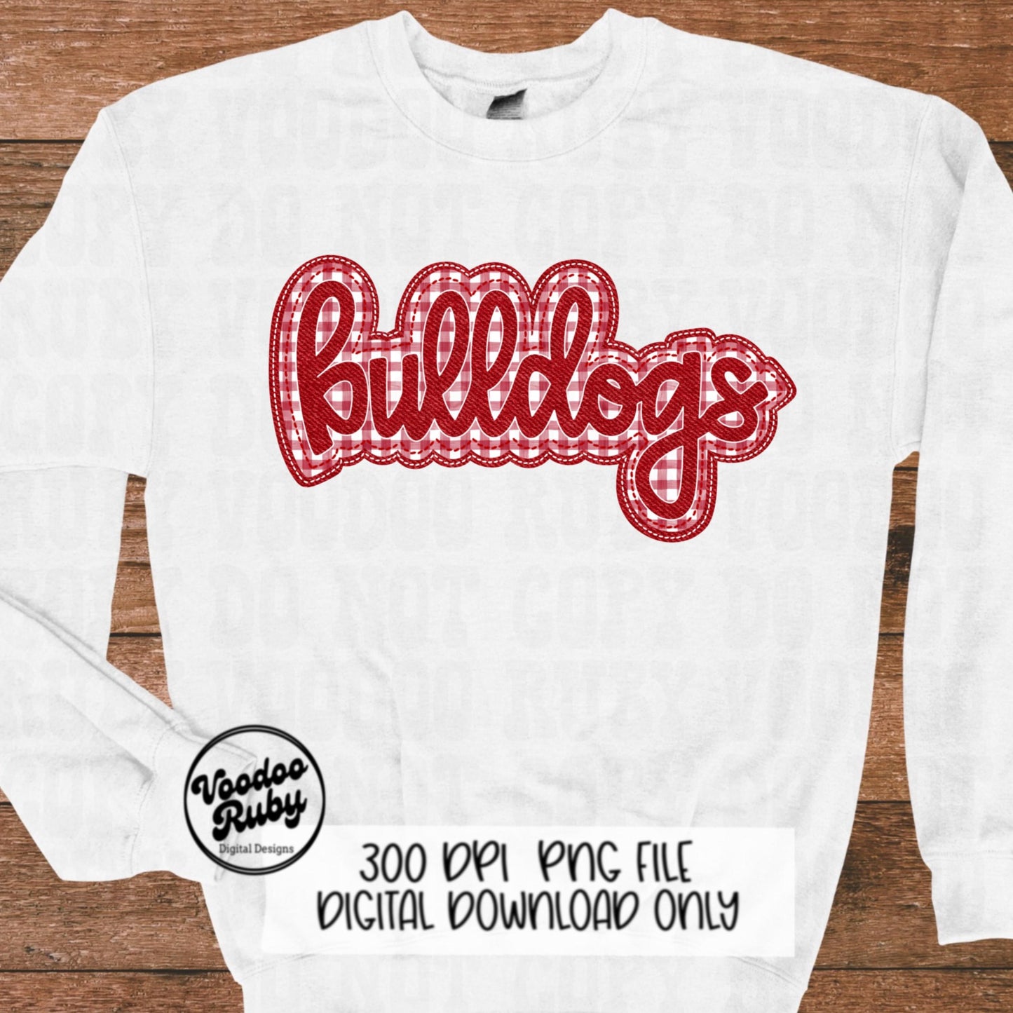 Bulldogs PNG Design Embroidery Faux Applique Hand Drawn Digital Download Sublimation Bulldogs DTF Printable Red Bulldogs Football