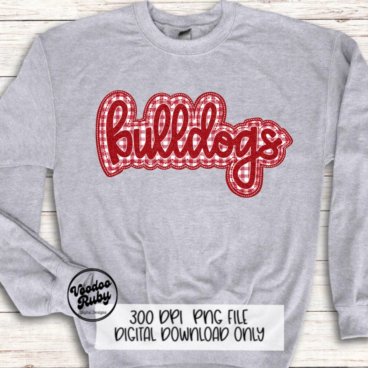 Bulldogs PNG Design Embroidery Faux Applique Hand Drawn Digital Download Sublimation Bulldogs DTF Printable Red Bulldogs Football