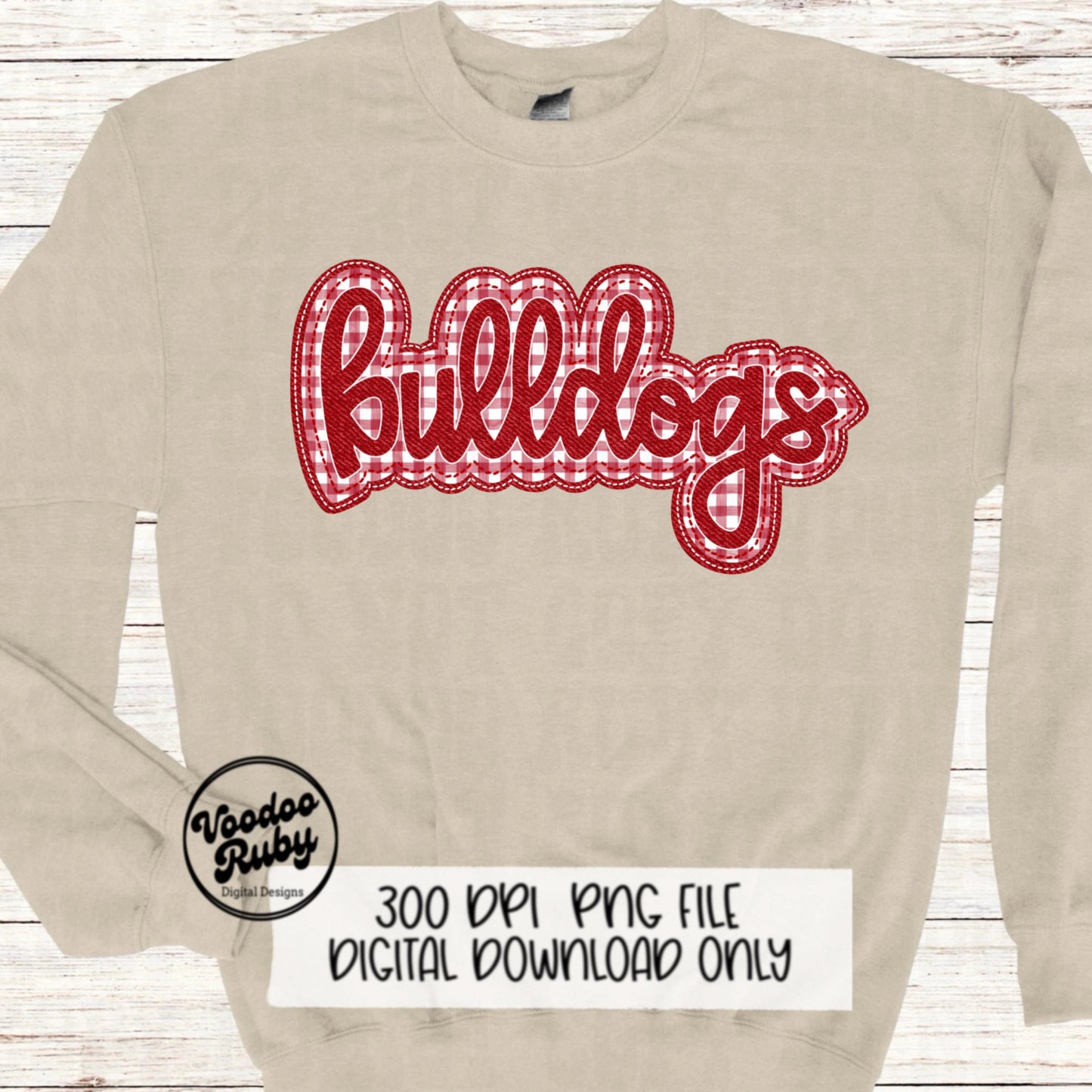 Bulldogs PNG Design Embroidery Faux Applique Hand Drawn Digital Download Sublimation Bulldogs DTF Printable Red Bulldogs Football