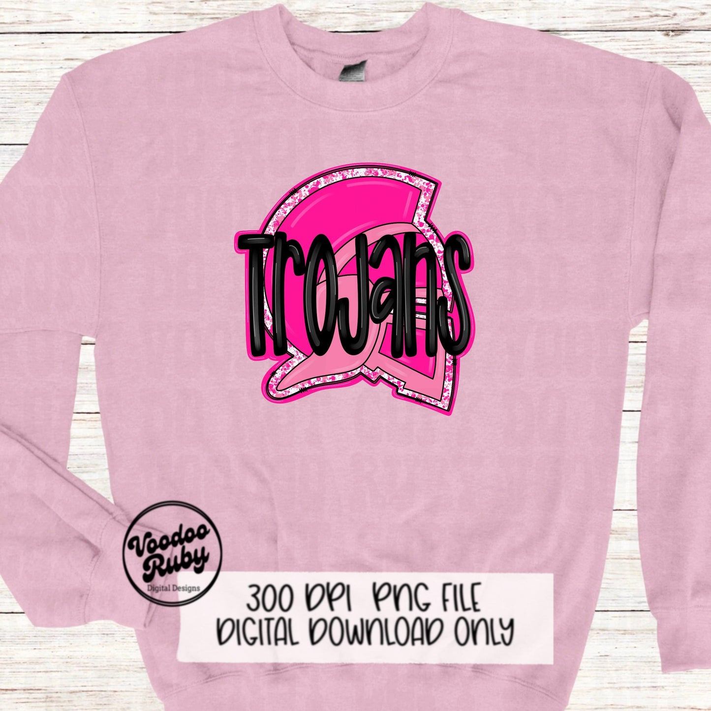 Trojans PNG Design Sublimation Hand Drawn Digital Download Football PNG Trojans Design Pink Trojans Football DTF Printable