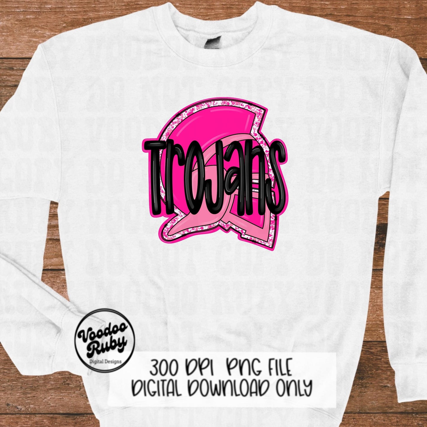 Trojans PNG Design Sublimation Hand Drawn Digital Download Football PNG Trojans Design Pink Trojans Football DTF Printable