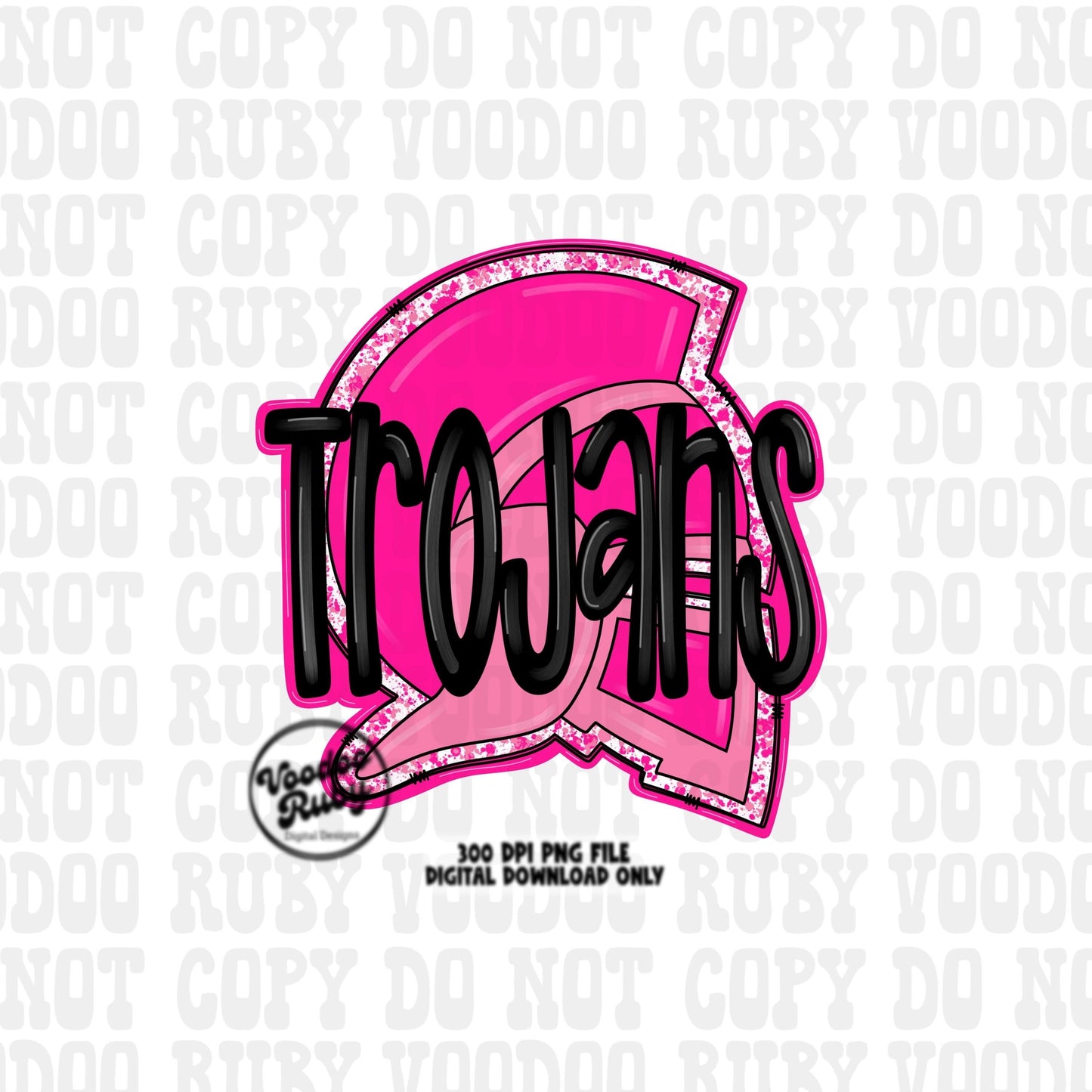 Trojans PNG Design Sublimation Hand Drawn Digital Download Football PNG Trojans Design Pink Trojans Football DTF Printable