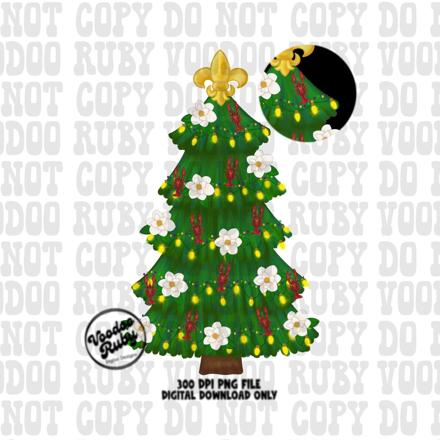 Cajun Christmas Tree PNG Louisiana Sublimation Design Hand Drawn Digital Download Cajun Christmas DTF Printable Cajun Merry Christmas PNG