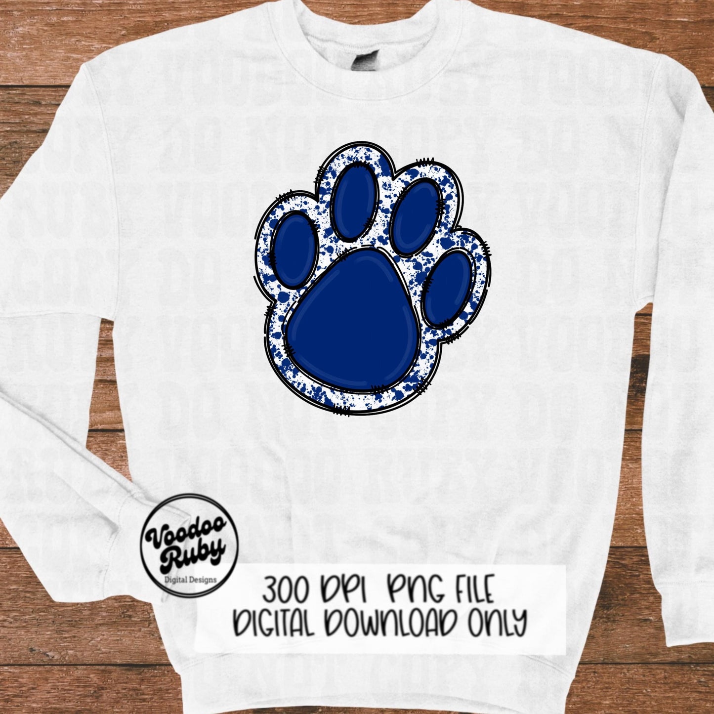 Blue Paw PNG Design Sublimation Hand Drawn Digital Download Sublimation Blanks Blue Paw Print PNG DTF Printable Mascot Clip Art