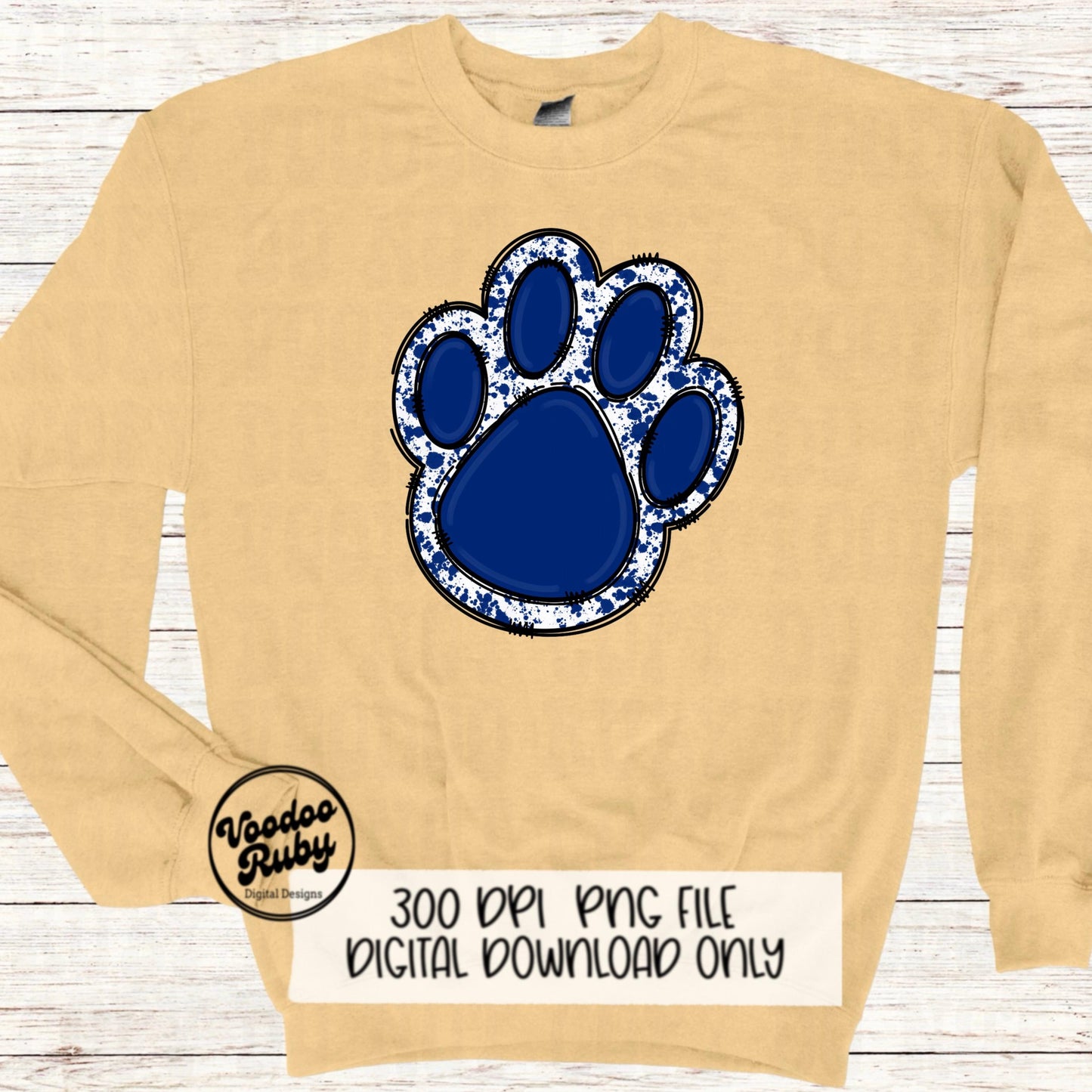 Blue Paw PNG Design Sublimation Hand Drawn Digital Download Sublimation Blanks Blue Paw Print PNG DTF Printable Mascot Clip Art