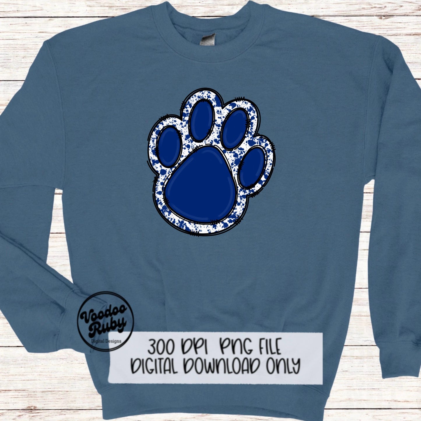 Blue Paw PNG Design Sublimation Hand Drawn Digital Download Sublimation Blanks Blue Paw Print PNG DTF Printable Mascot Clip Art