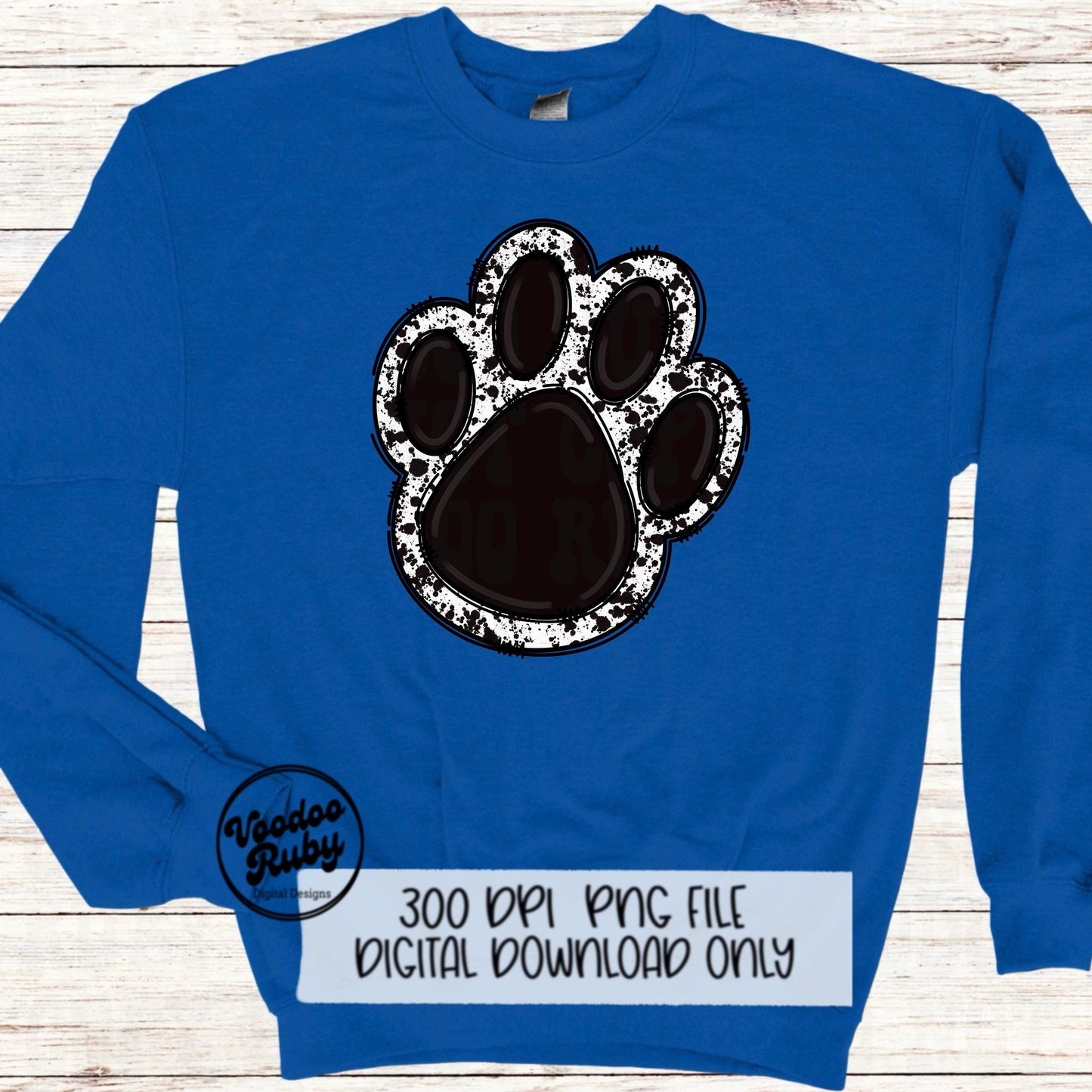 Paw PNG Design Hand Drawn Digital Download Mascot Sublimation Black Paw Print PNG Football DTF Printable Clip Art Cheer png