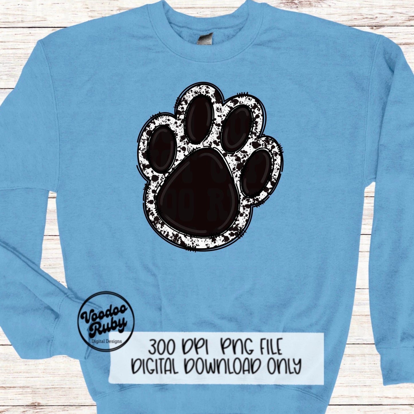 Paw PNG Design Hand Drawn Digital Download Mascot Sublimation Black Paw Print PNG Football DTF Printable Clip Art Cheer png
