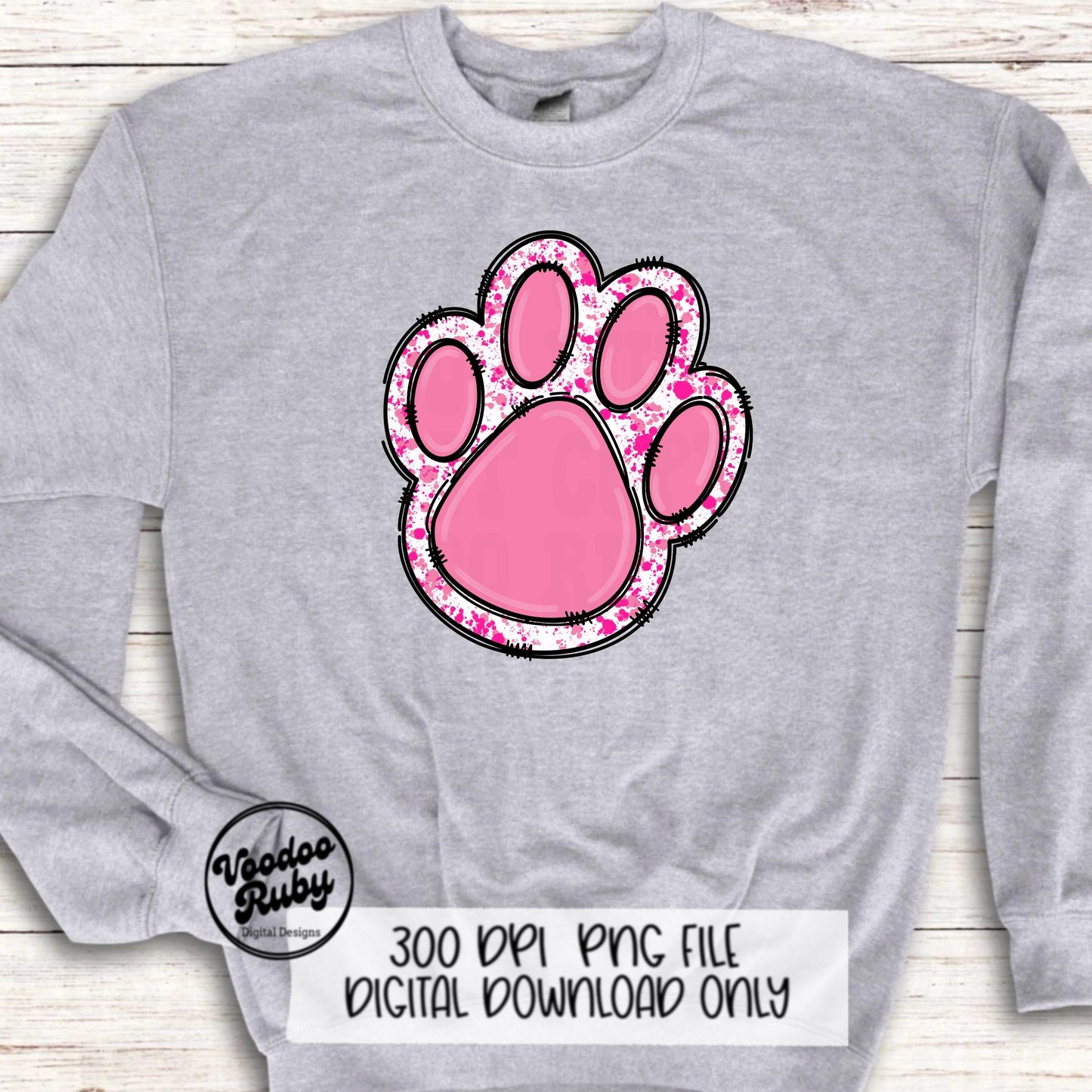 Pink Paw PNG Design Sublimation Hand Drawn Digital Download Pink Football png Pink Paw Print Pink October Awareness DTF Mascot Printable