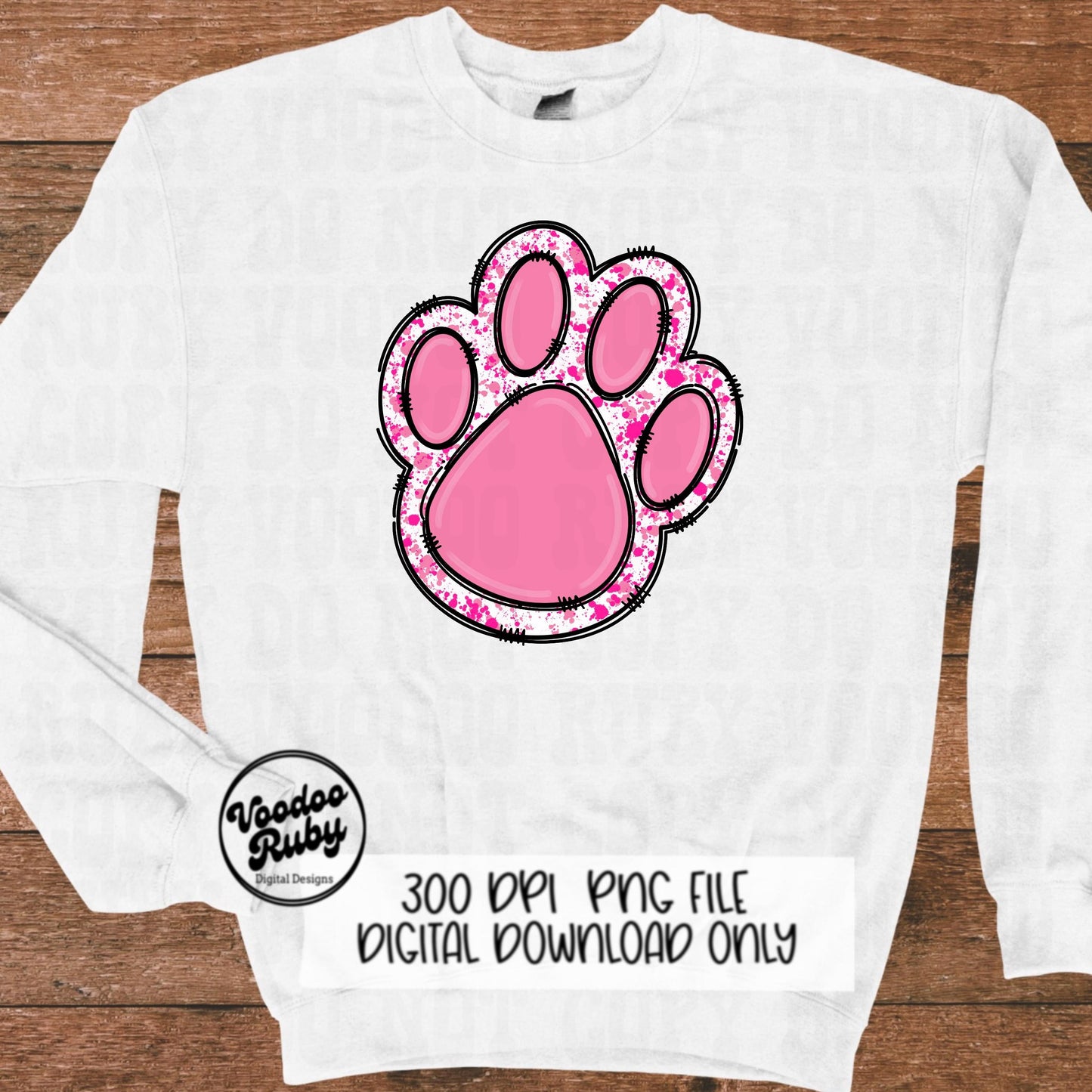 Pink Paw PNG Design Sublimation Hand Drawn Digital Download Pink Football png Pink Paw Print Pink October Awareness DTF Mascot Printable