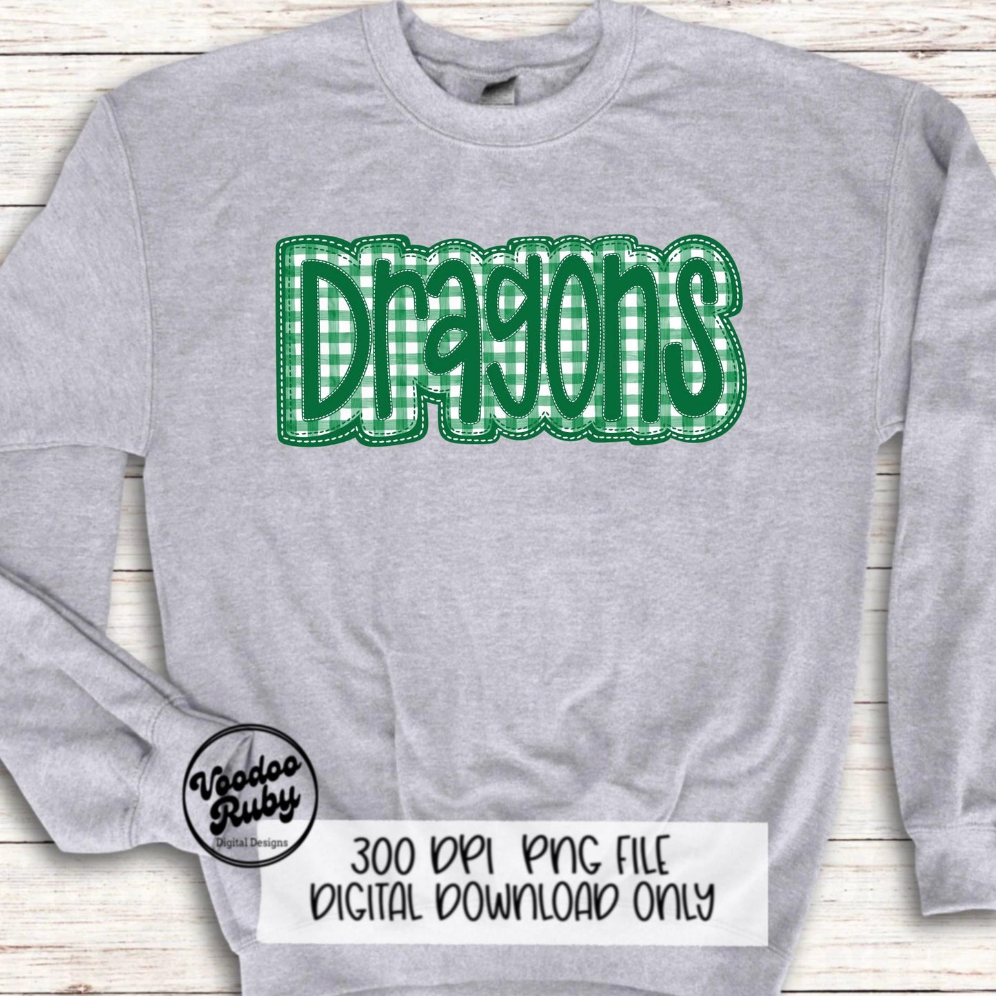Dragons PNG Design Faux Embroidery Hand Drawn Digital Download Sublimation Dragons PNG Football png Dragons DTF Printable Faux Applique