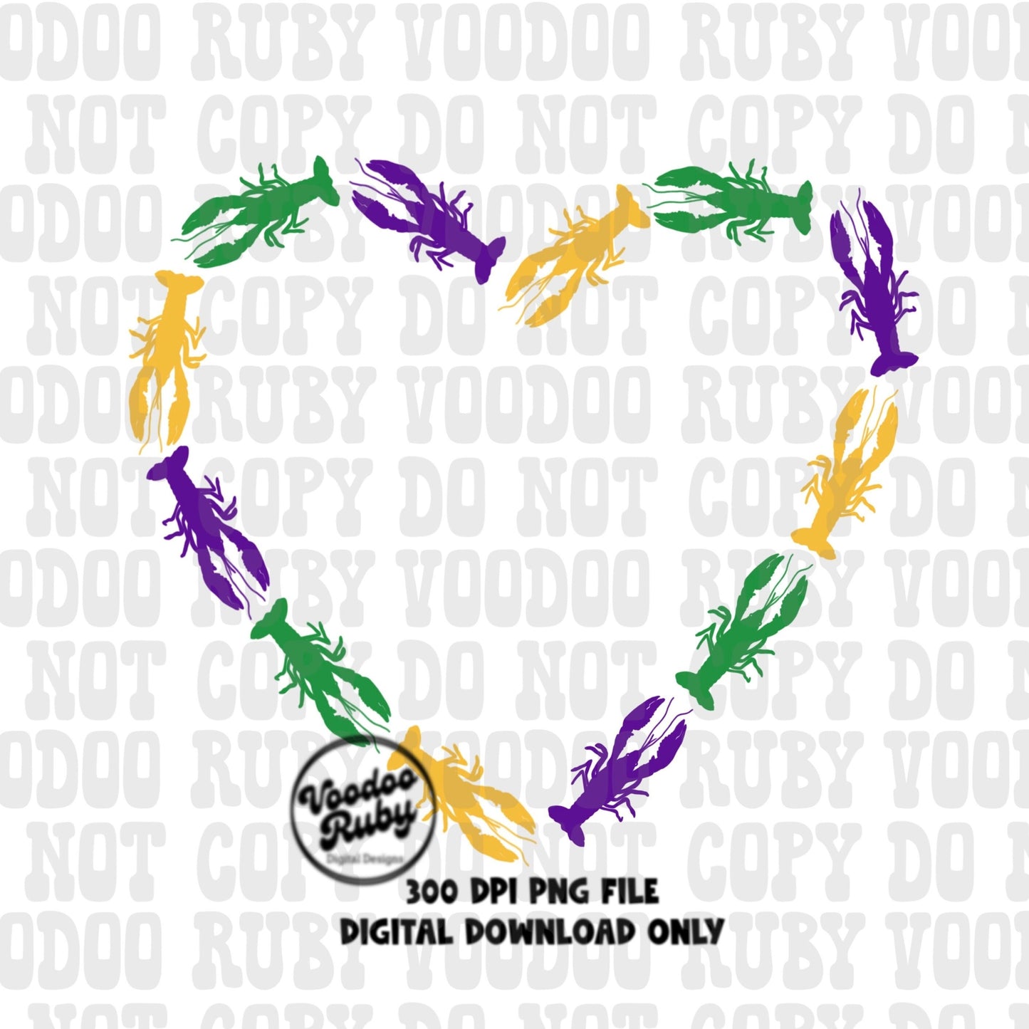Mardi Gras PNG Design Crawfish PNG Hand Drawn Digital Download Love Mardi Gras png Louisiana png DTF Printable Purple Green Gold Mardi Gras