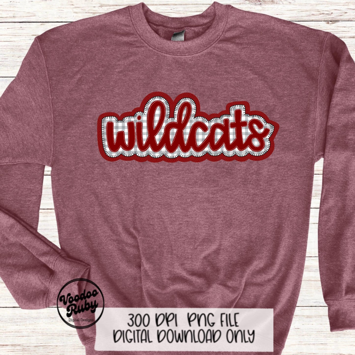 Wildcats PNG Design Embroidery Faux Applique Hand Drawn Digital Download Sublimation Wildcats PNG Football png Wildcats DTF Printable