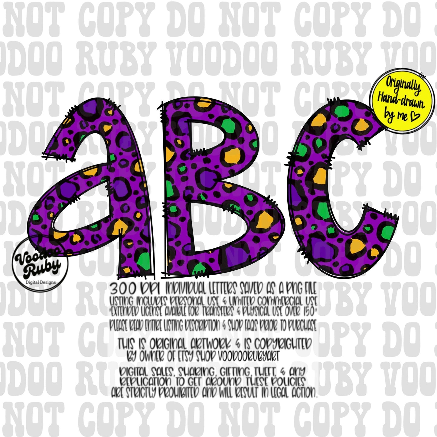 Mardi gras doodle letters png sublimation alphabet