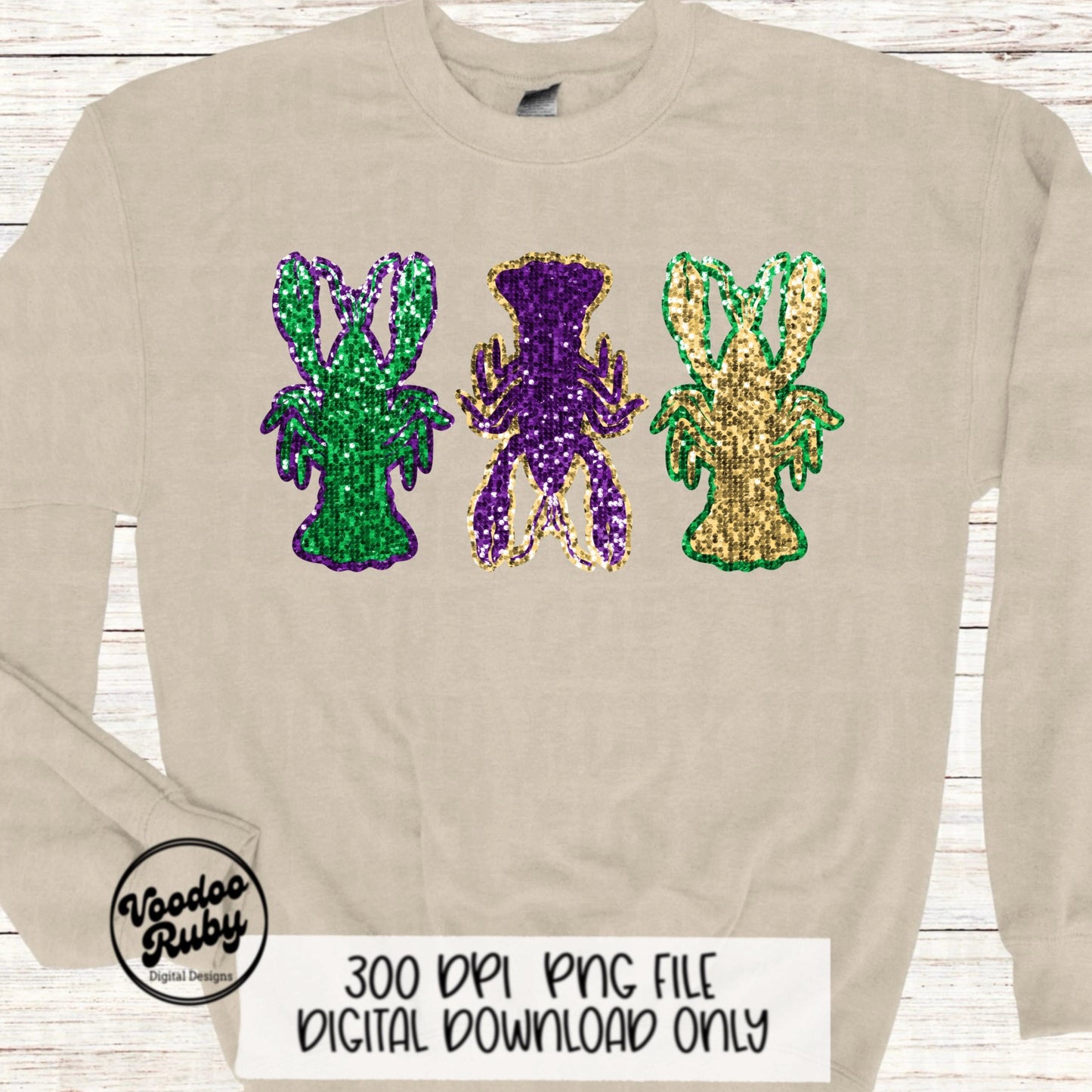 Mardi Gras Crawfish PNG Design Sublimation Hand Drawn Digital Download Faux Sequin Crawfish Boil PNG Faux Embroidery DTF Louisiana Printable