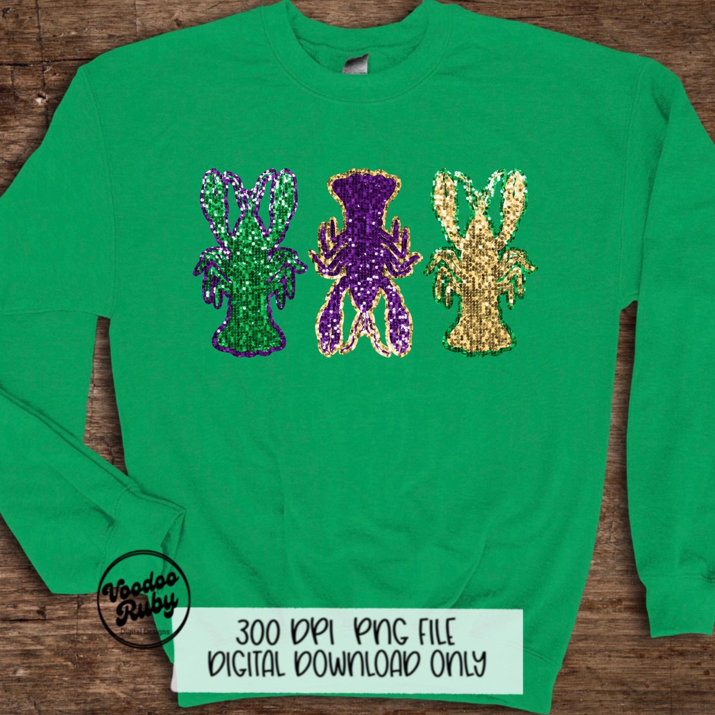 Mardi Gras Crawfish PNG Design Sublimation Hand Drawn Digital Download Faux Sequin Crawfish Boil PNG Faux Embroidery DTF Louisiana Printable