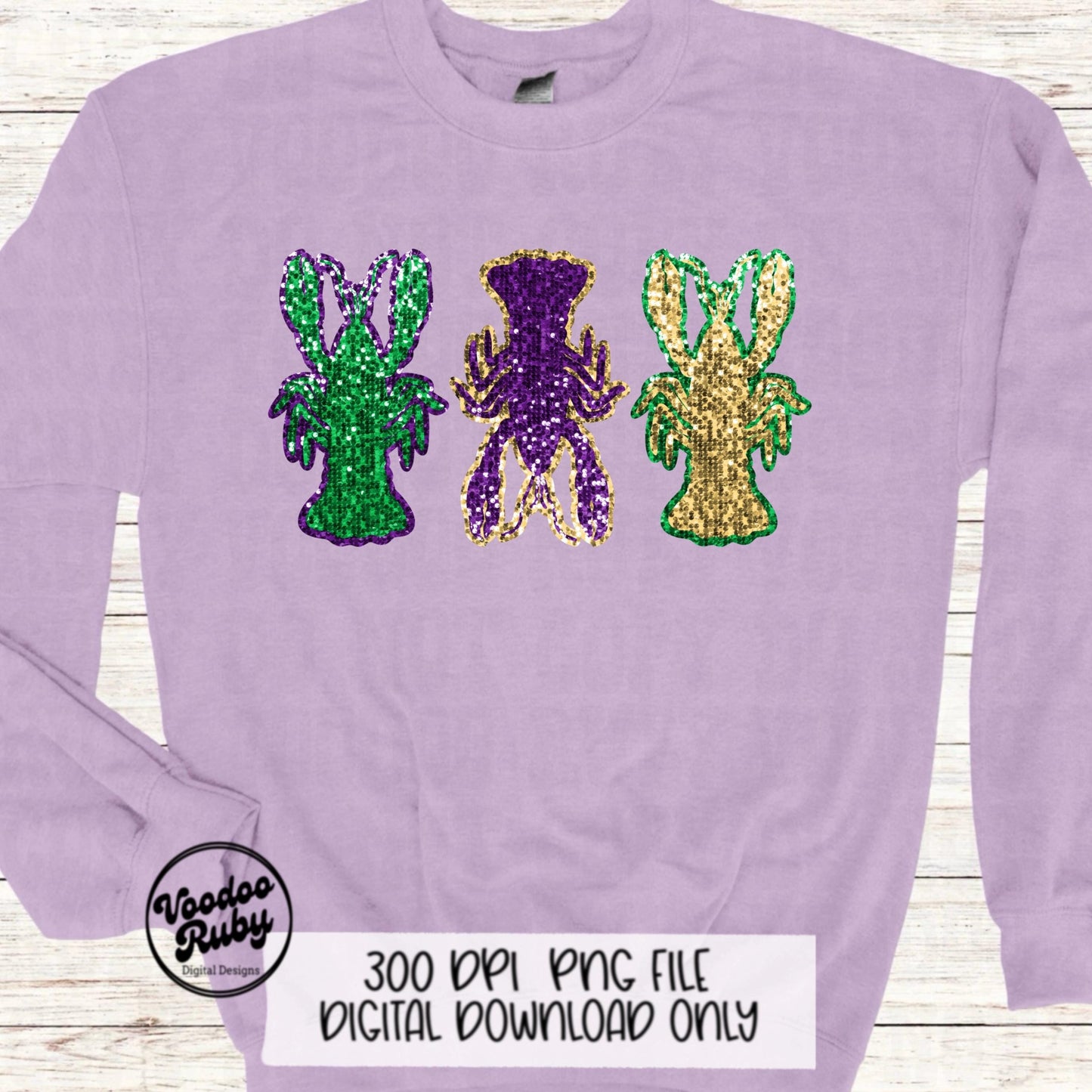 Mardi Gras Crawfish PNG Design Sublimation Hand Drawn Digital Download Faux Sequin Crawfish Boil PNG Faux Embroidery DTF Louisiana Printable