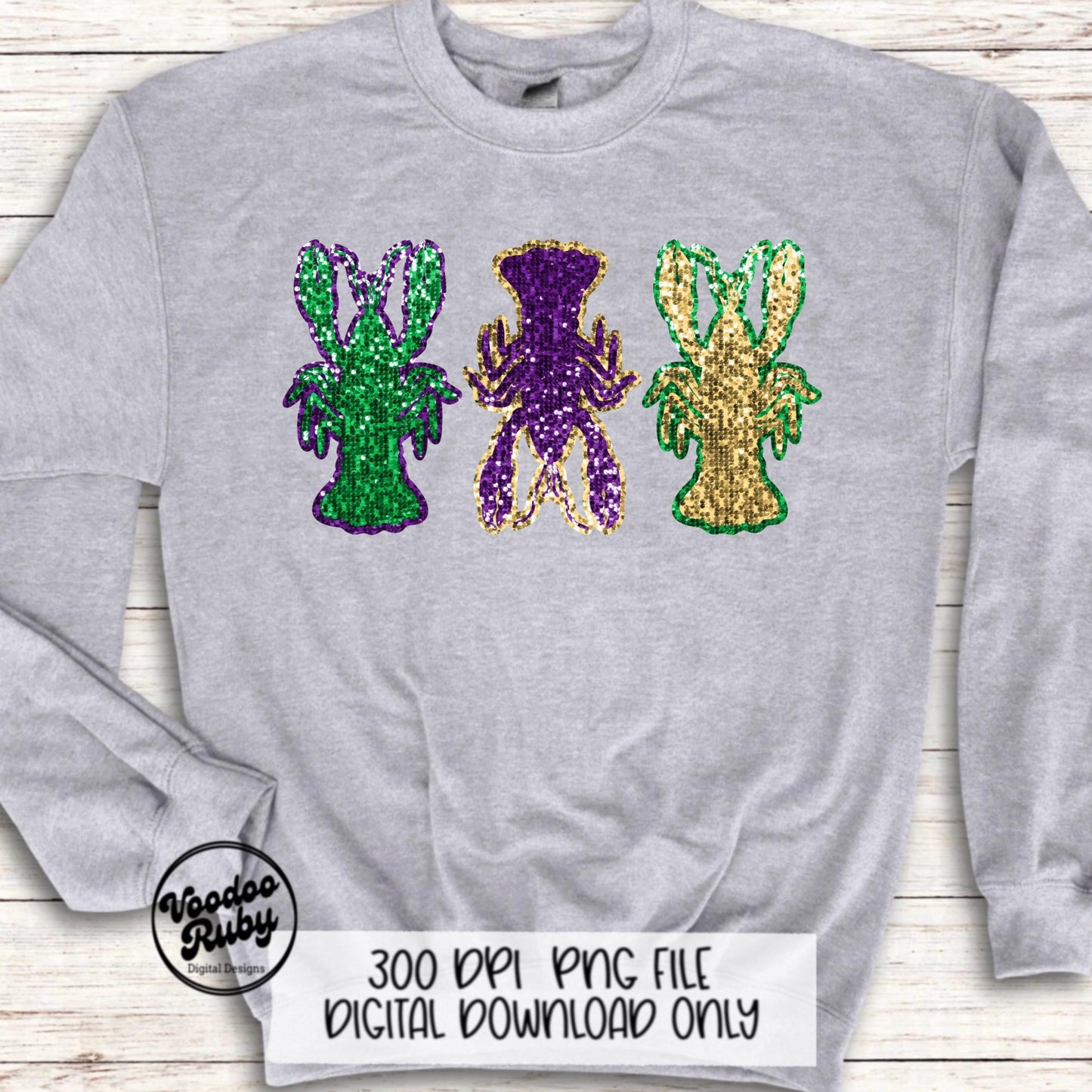 Mardi Gras Crawfish PNG Design Sublimation Hand Drawn Digital Download Faux Sequin Crawfish Boil PNG Faux Embroidery DTF Louisiana Printable