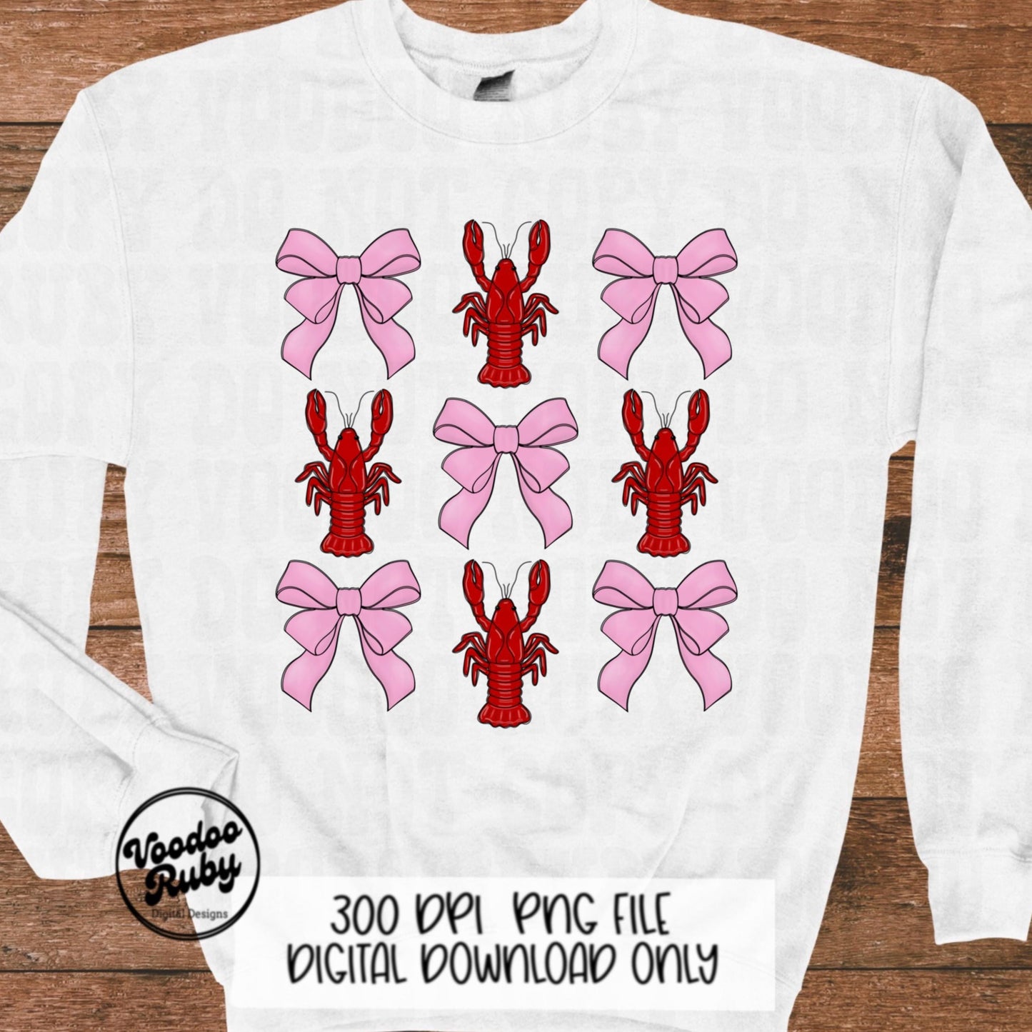 Coquette Crawfish Mardi Gras PNG Design Sublimation Hand Drawn Digital Download Crawfish PNG Louisiana DTF Printable Cajun Clip Art