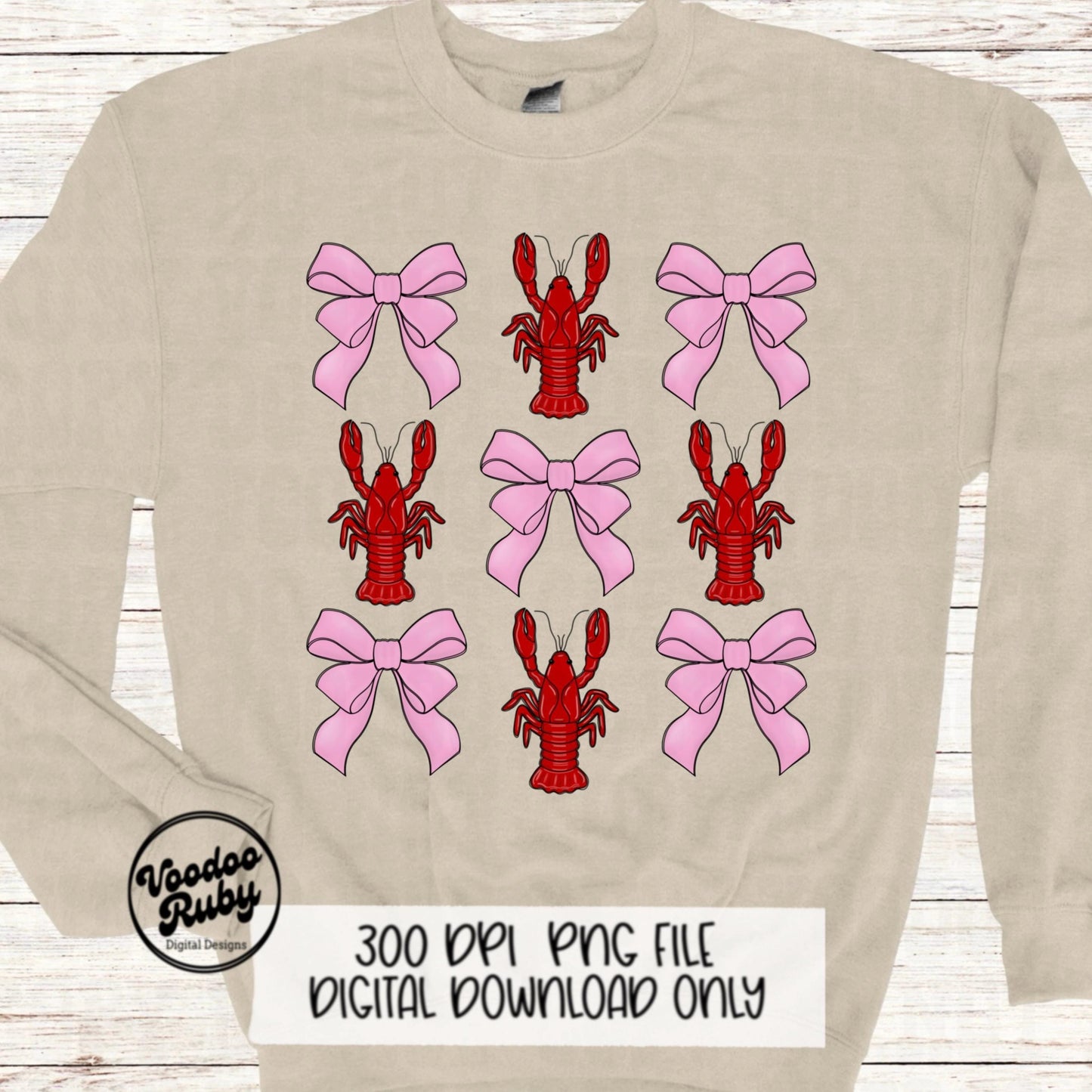 Coquette Crawfish Mardi Gras PNG Design Sublimation Hand Drawn Digital Download Crawfish PNG Louisiana DTF Printable Cajun Clip Art