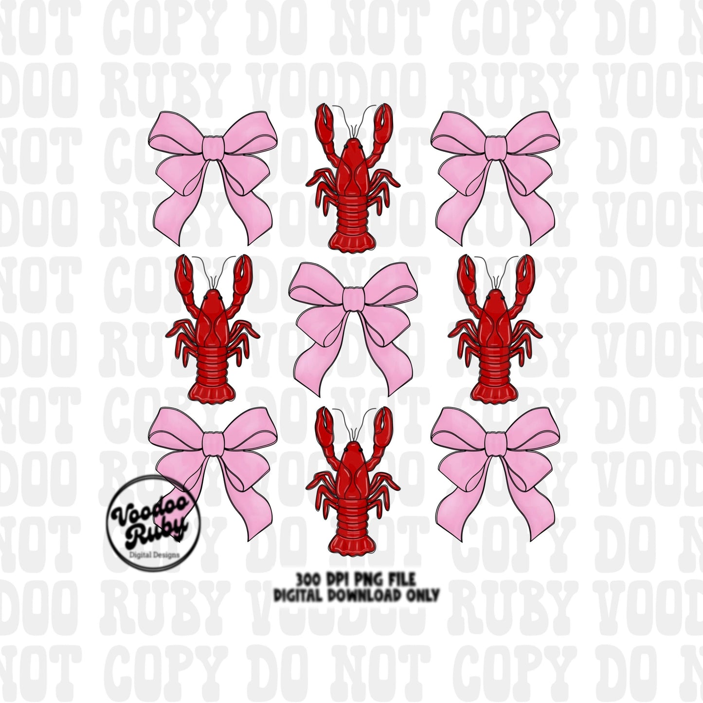 Coquette Crawfish Mardi Gras PNG Design Sublimation Hand Drawn Digital Download Crawfish PNG Louisiana DTF Printable Cajun Clip Art
