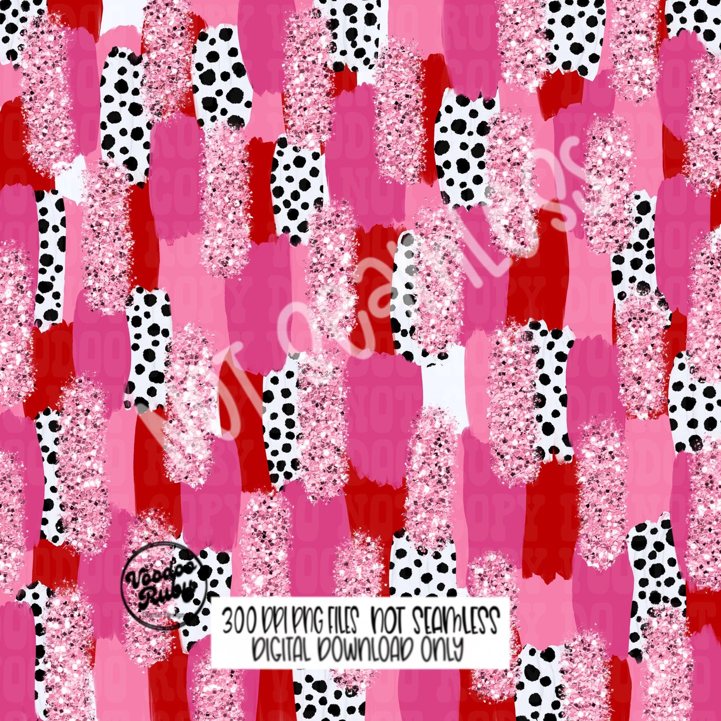 Valentine’s Day Brushstroke Background PNG Sublimation Digital Paper Hand Drawn Digital Download Glitter Red Pink Brush Strokes Messy Paint