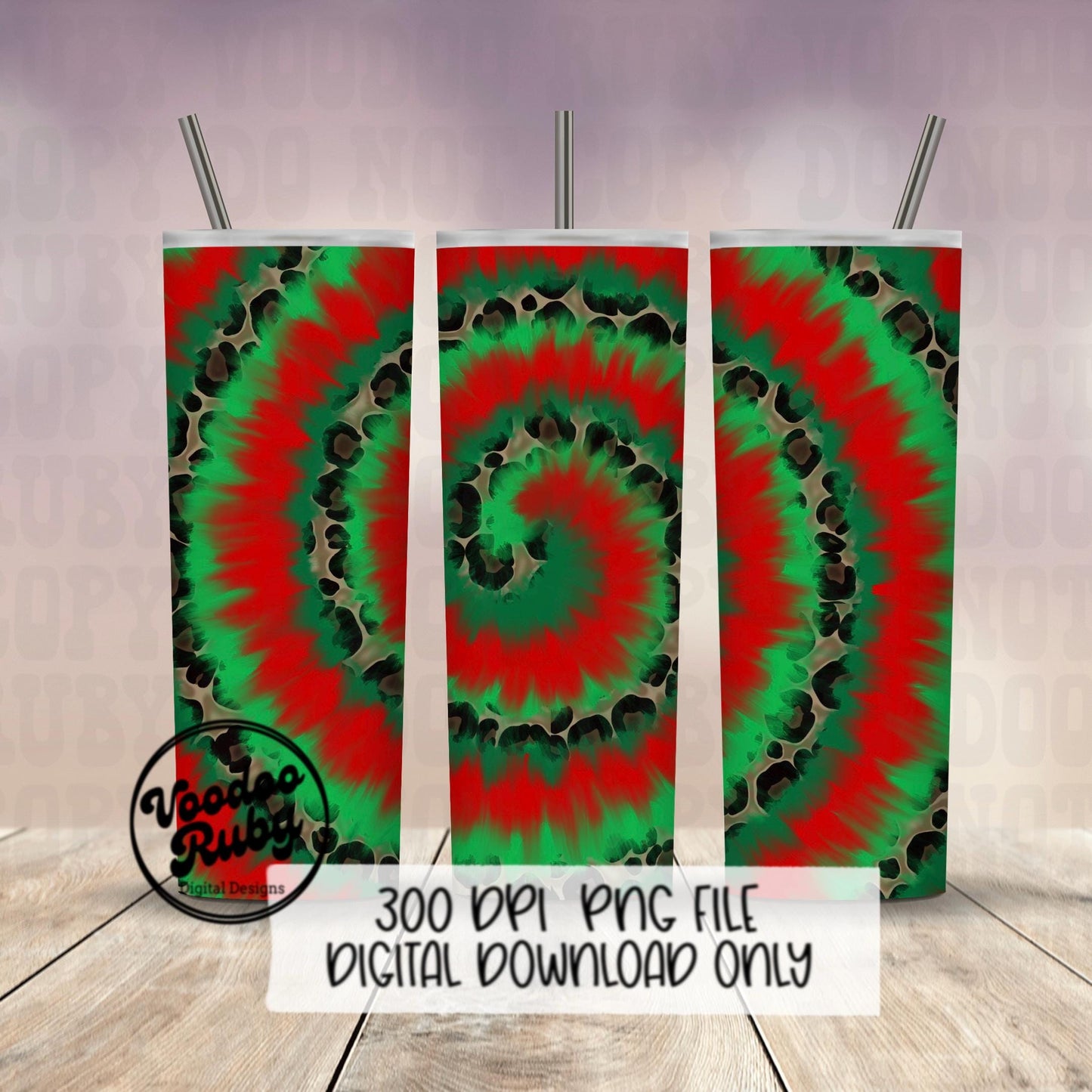 Leopard Christmas Tumbler Sublimation Design: Tie Dye PNG (Digital Download)