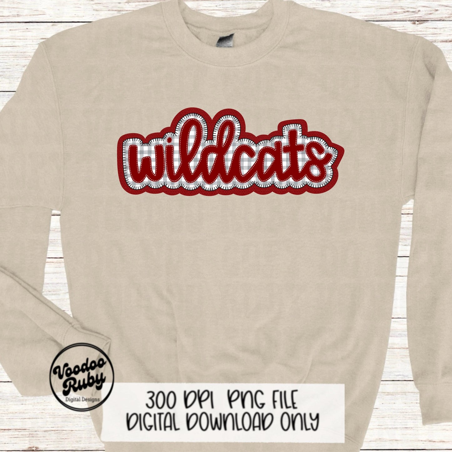 Wildcats PNG Design Embroidery Faux Applique Hand Drawn Digital Download Sublimation Wildcats PNG Football png Wildcats DTF Printable