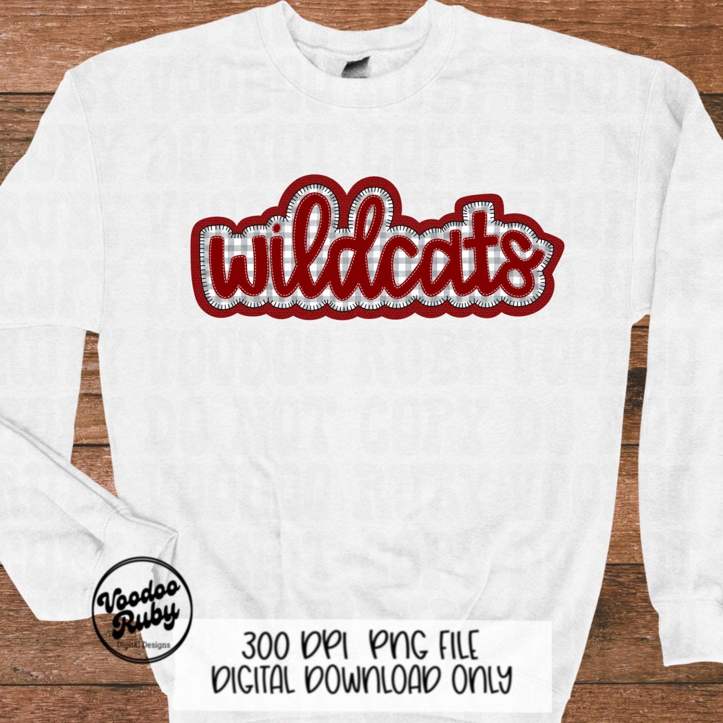 Wildcats PNG Design Embroidery Faux Applique Hand Drawn Digital Download Sublimation Wildcats PNG Football png Wildcats DTF Printable