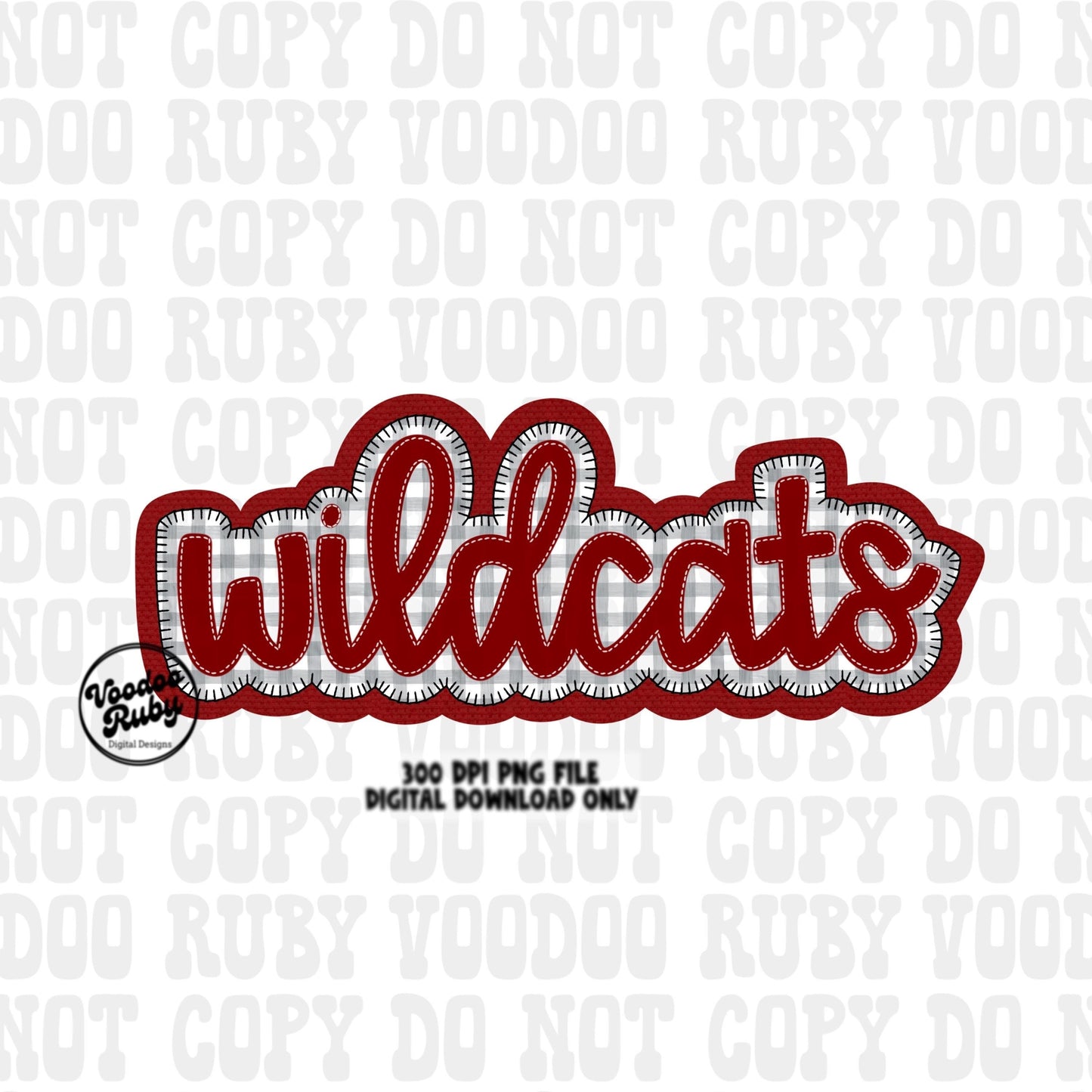 Wildcats PNG Design Embroidery Faux Applique Hand Drawn Digital Download Sublimation Wildcats PNG Football png Wildcats DTF Printable