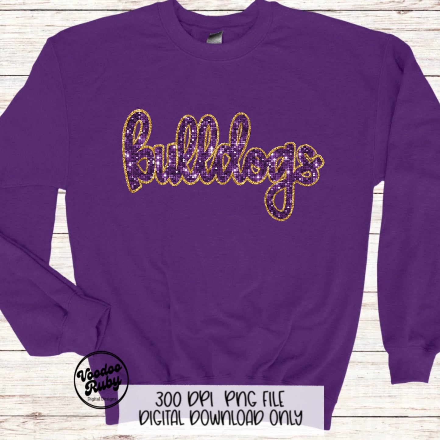 Bulldogs PNG Design Sequins Glitter Hand Drawn Digital Download Faux Sequins PNG Printable Clip Art Faux Appliqué Bulldogs Football DTF
