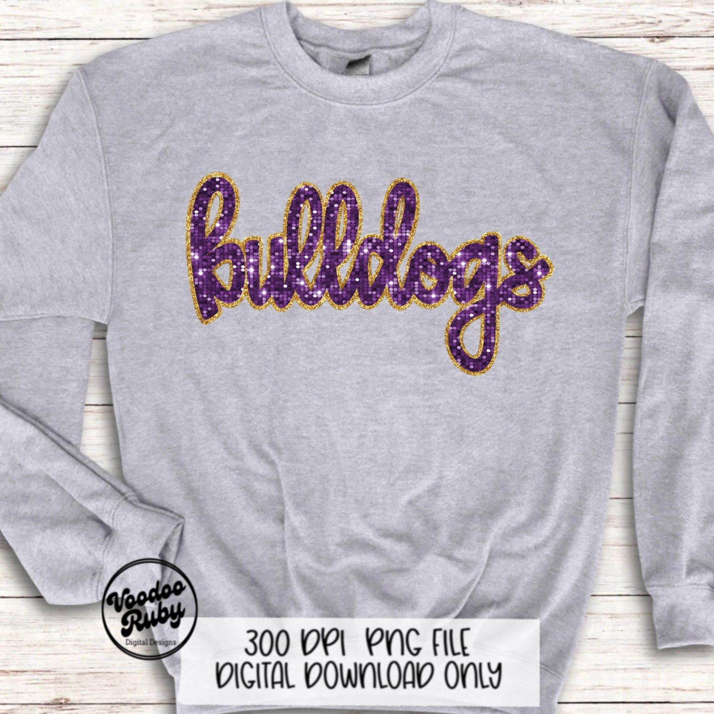 Bulldogs PNG Design Sequins Glitter Hand Drawn Digital Download Faux Sequins PNG Printable Clip Art Faux Appliqué Bulldogs Football DTF
