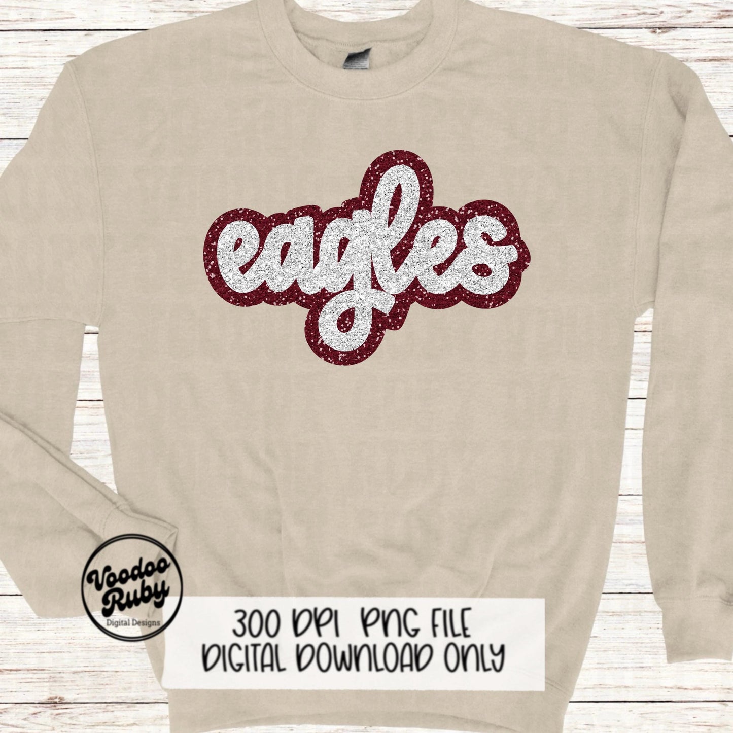 Eagles PNG Design Sequins Glitter Hand Drawn Digital Download Faux Sequins Patch PNG Printable Clip Art Faux Appliqué Eagles Football DTF