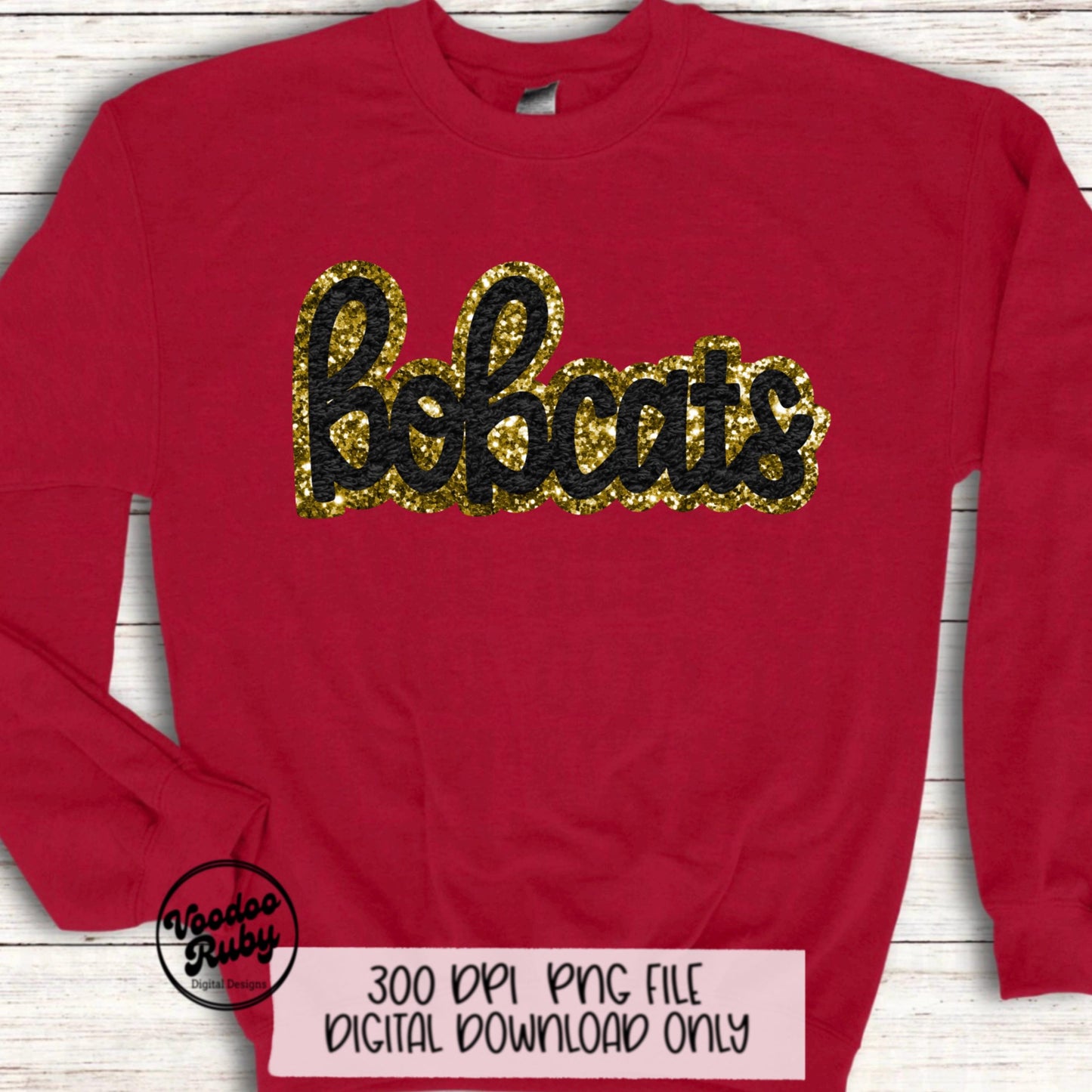 Bobcats PNG Design Faux Chenille Patches Faux Applique Hand Drawn Digital Download Sublimation Football Purple Gold Bobcats DTF Printable
