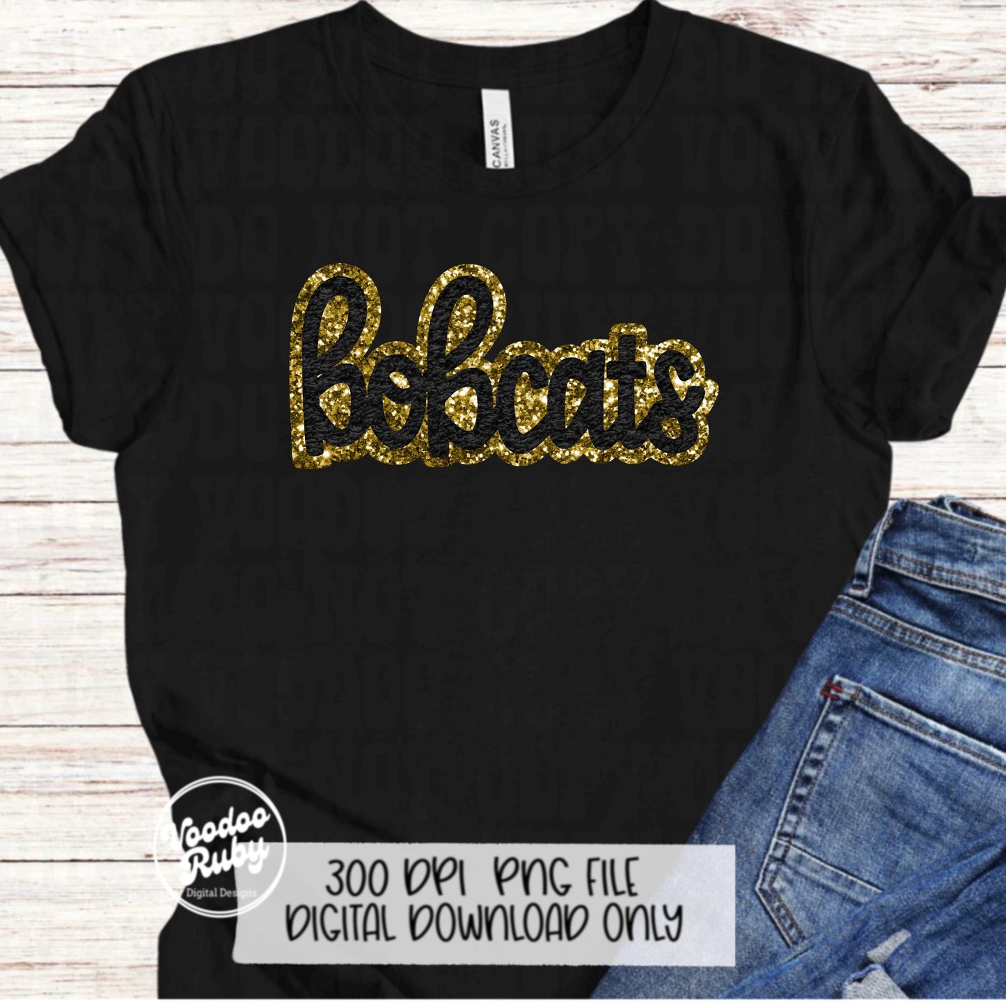Bobcats PNG Design Faux Chenille Patches Faux Applique Hand Drawn Digital Download Sublimation Football Purple Gold Bobcats DTF Printable