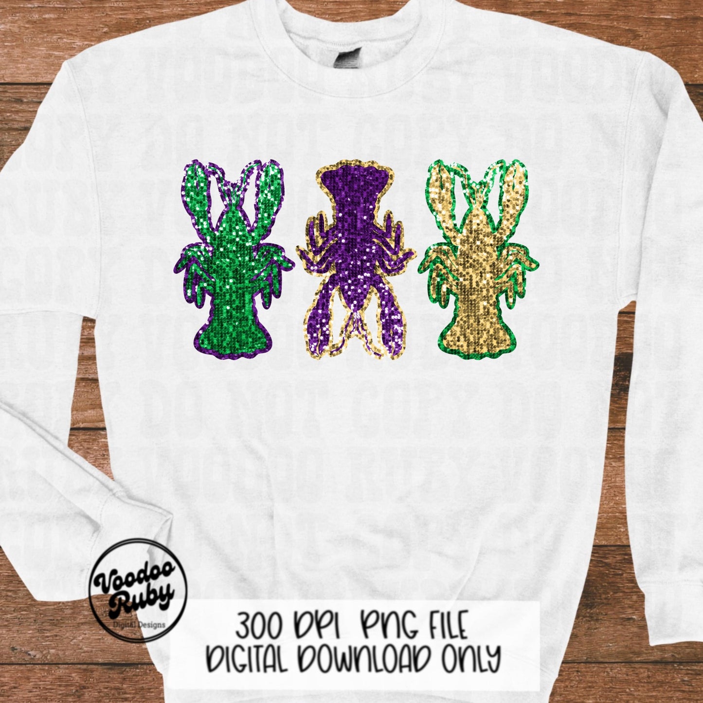 Mardi Gras Crawfish PNG Design Sublimation Hand Drawn Digital Download Faux Sequin Crawfish Boil PNG Faux Embroidery DTF Louisiana Printable