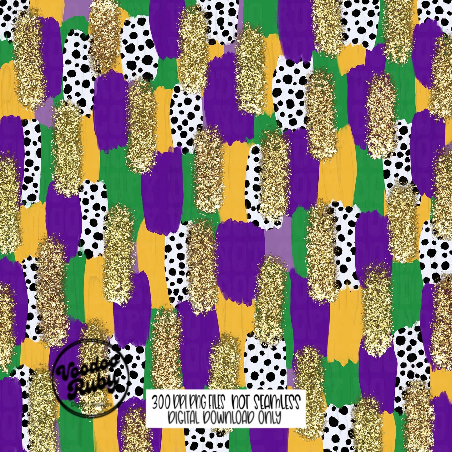Mardi Gras Brushstroke Background PNG Sublimation Digital Paper Hand Drawn Digital Download Gold Glitter Purple Green Brush Strokes Paint