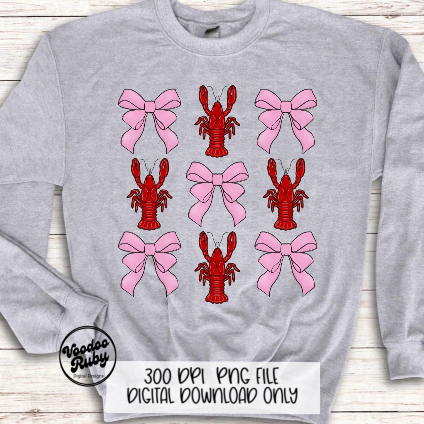 Coquette Crawfish Mardi Gras PNG Design Sublimation Hand Drawn Digital Download Crawfish PNG Louisiana DTF Printable Cajun Clip Art