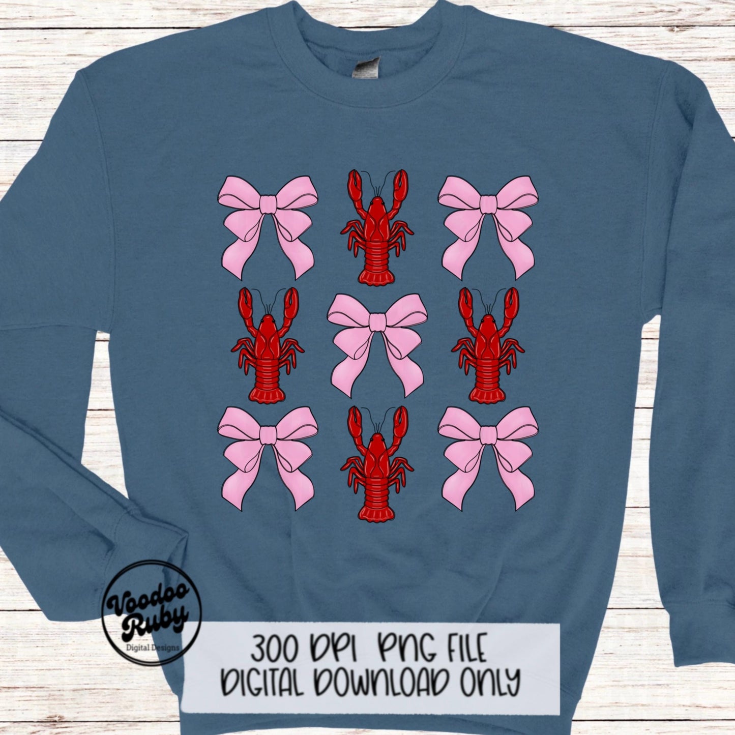 Coquette Crawfish Mardi Gras PNG Design Sublimation Hand Drawn Digital Download Crawfish PNG Louisiana DTF Printable Cajun Clip Art