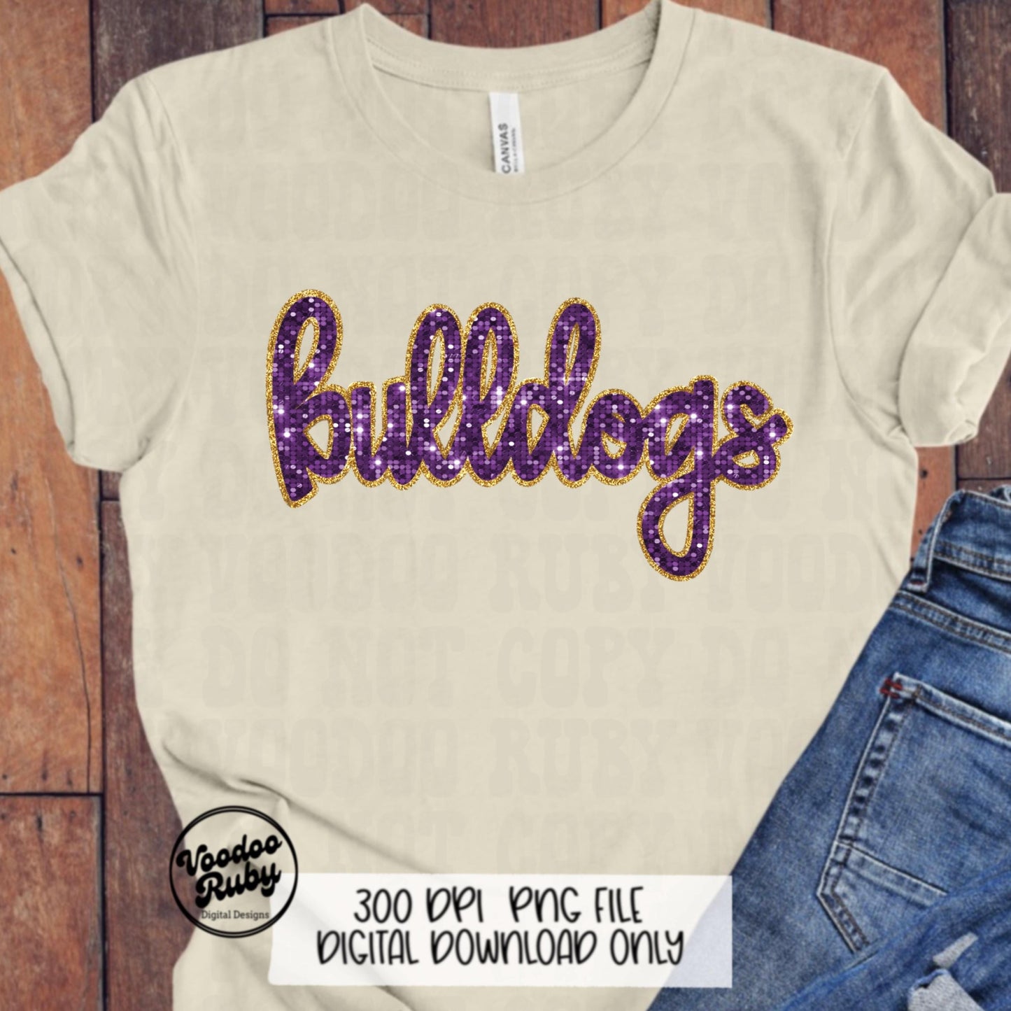 Bulldogs PNG Design Sequins Glitter Hand Drawn Digital Download Faux Sequins PNG Printable Clip Art Faux Appliqué Bulldogs Football DTF