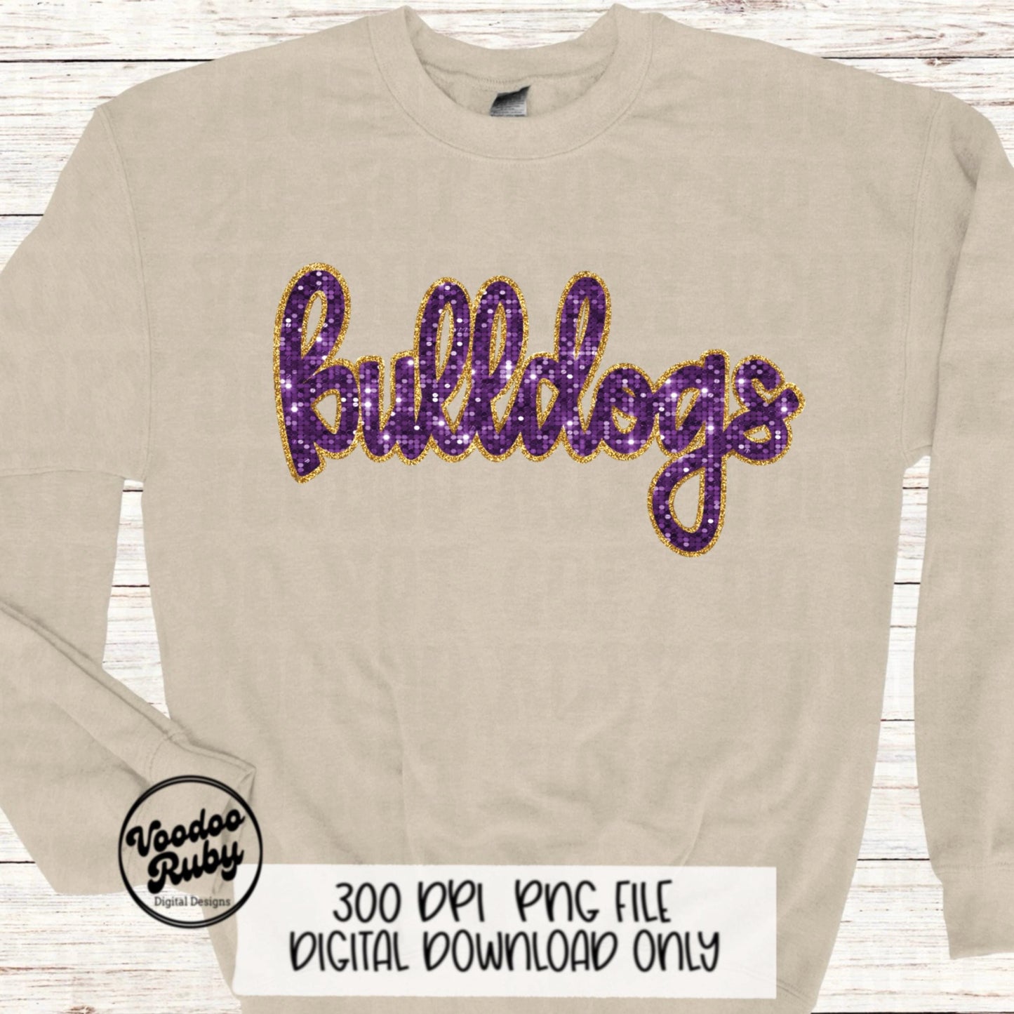 Bulldogs PNG Design Sequins Glitter Hand Drawn Digital Download Faux Sequins PNG Printable Clip Art Faux Appliqué Bulldogs Football DTF