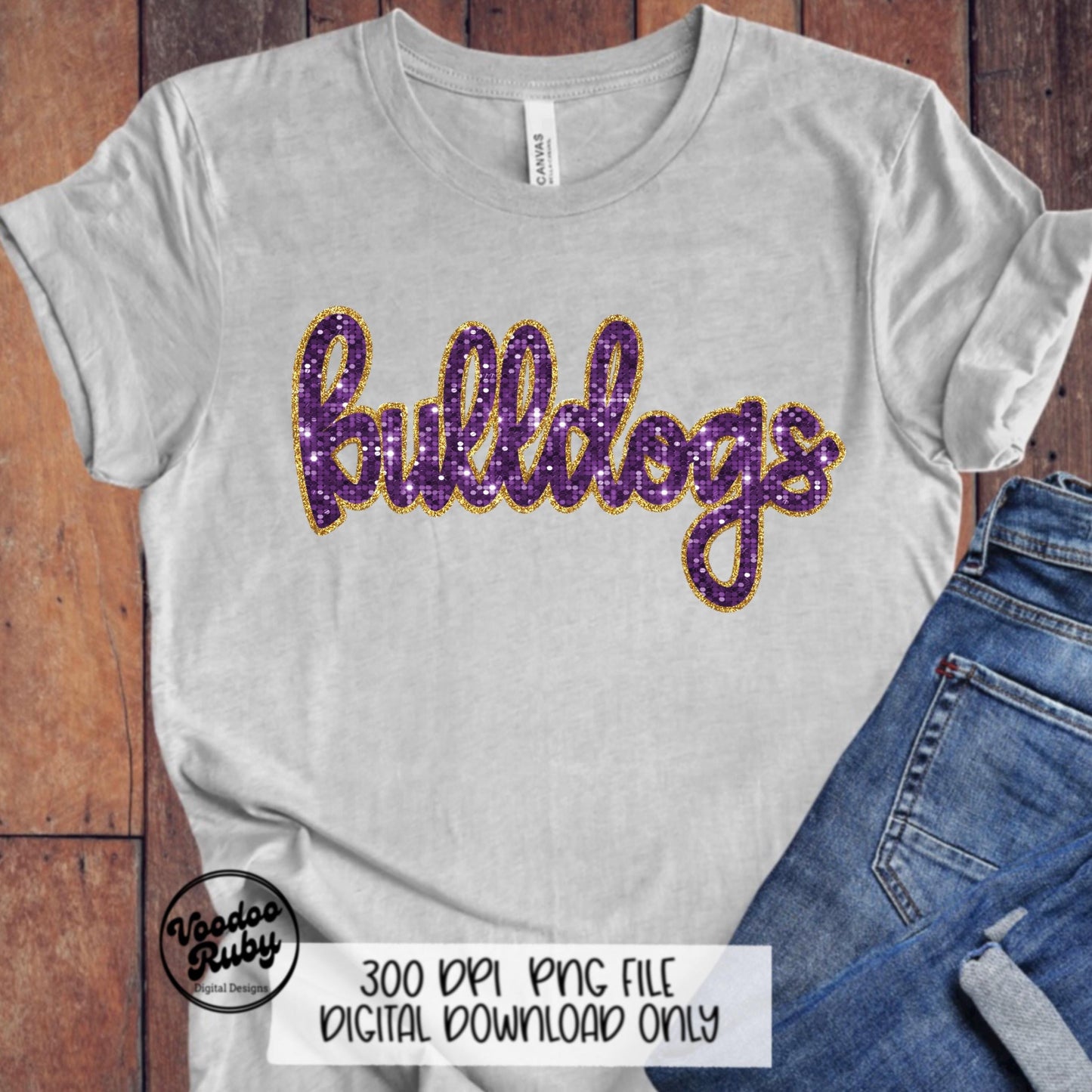 Bulldogs PNG Design Sequins Glitter Hand Drawn Digital Download Faux Sequins PNG Printable Clip Art Faux Appliqué Bulldogs Football DTF